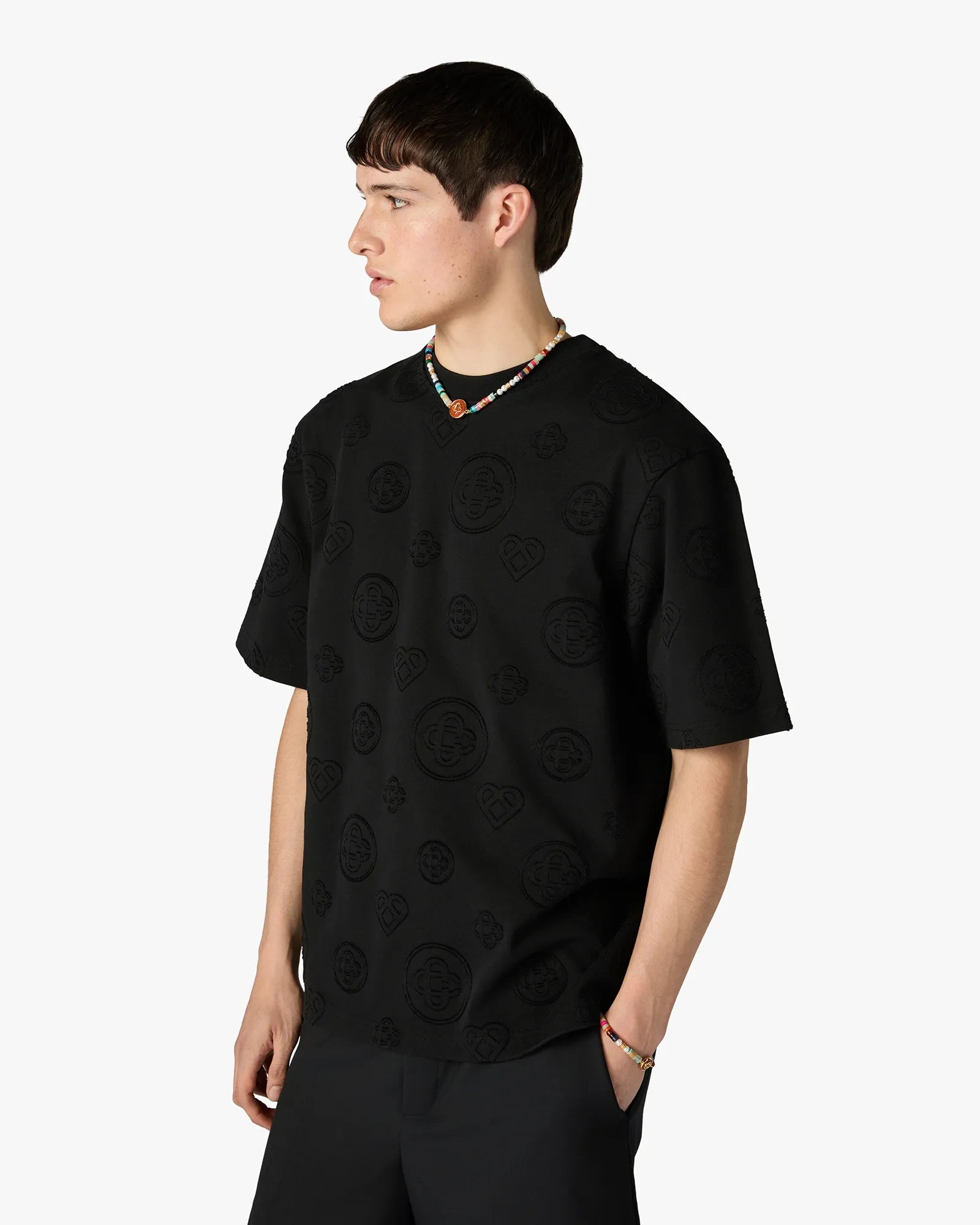 Casablanca Applique Monogram maglietta oversize nera cotone