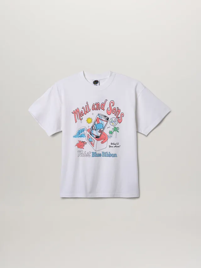 Maui and Sons Cooler Pabst t-shirt bianca cotone leggero