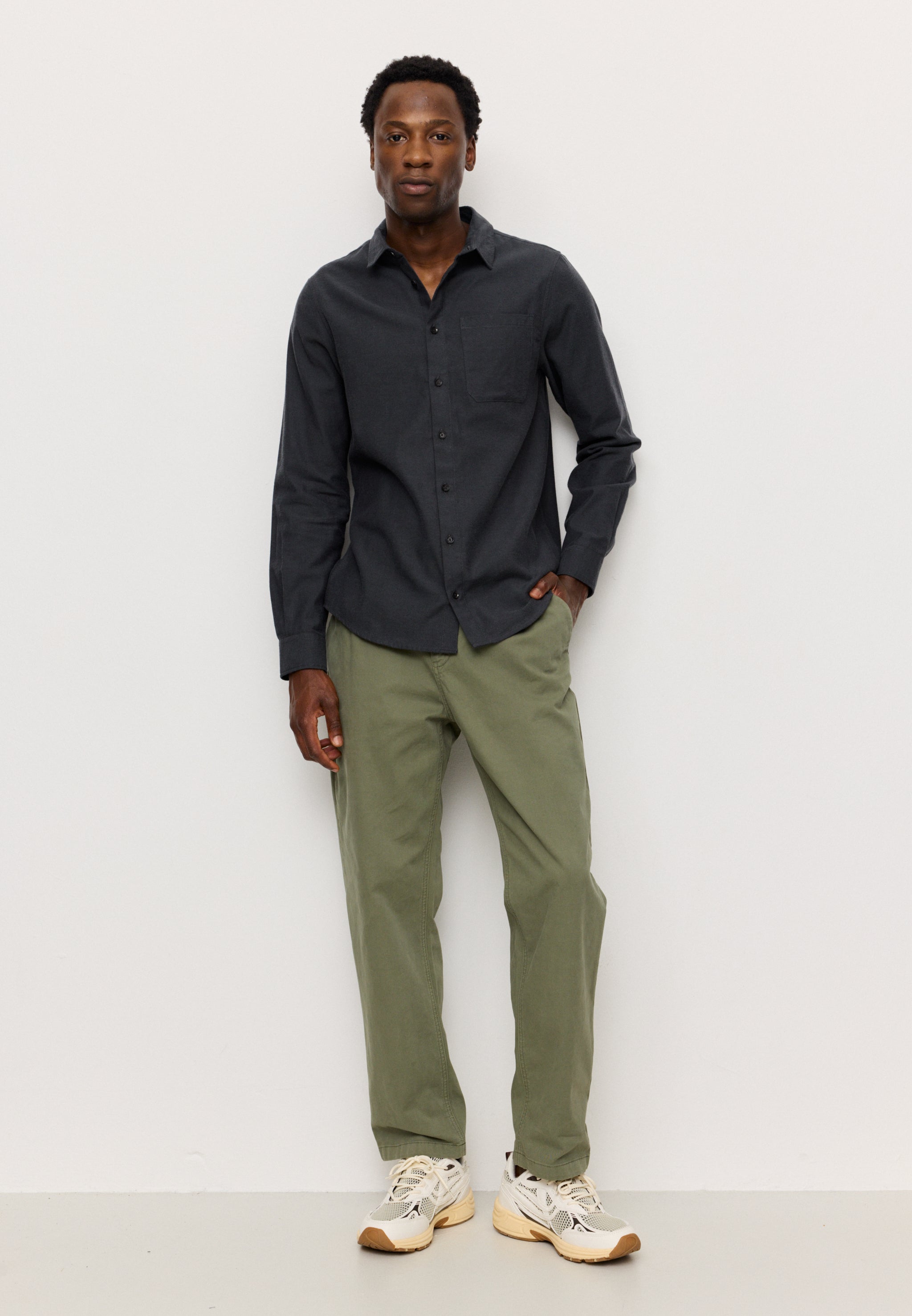 Recolution Lentil camicia grigia flanella bio