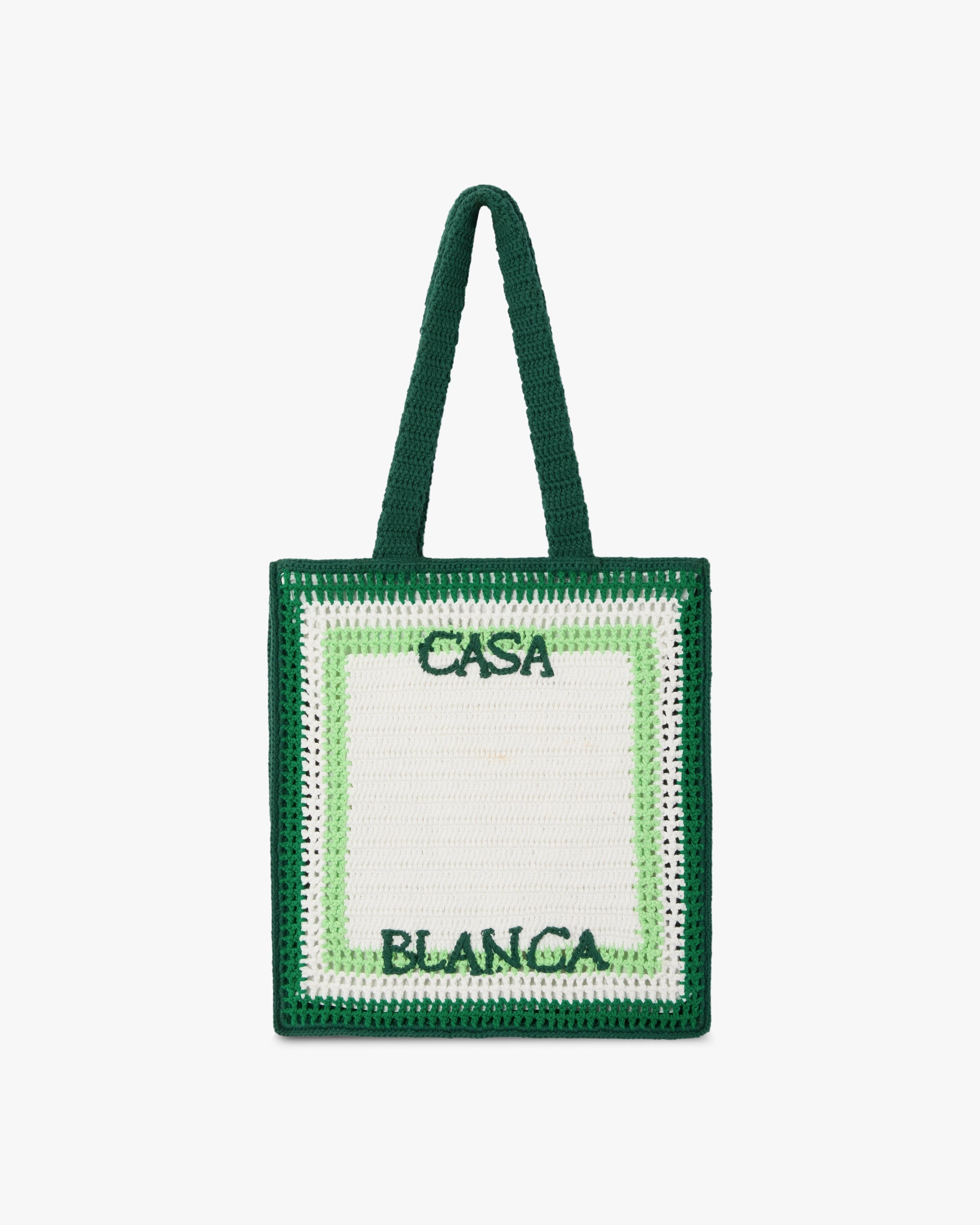 Casablanca Crochet tote borsa cotone bianco verde