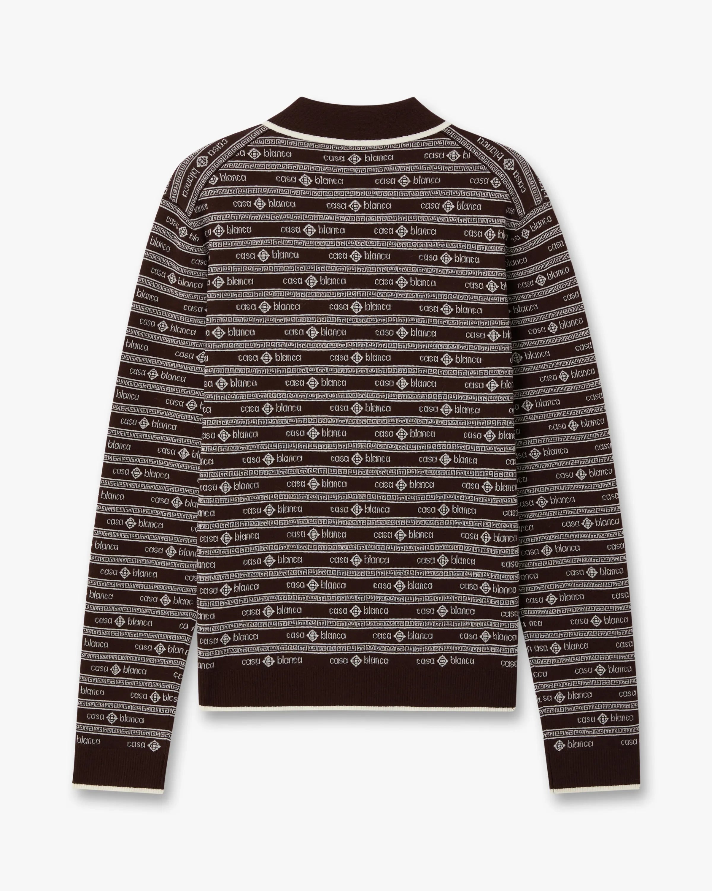 Casablanca Knit Logo polo lana marrone manica lunga