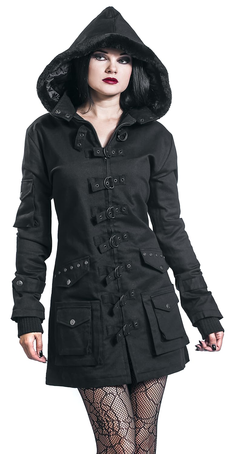 Gothicana by EMP Parka donna nero con rivetti taglia S