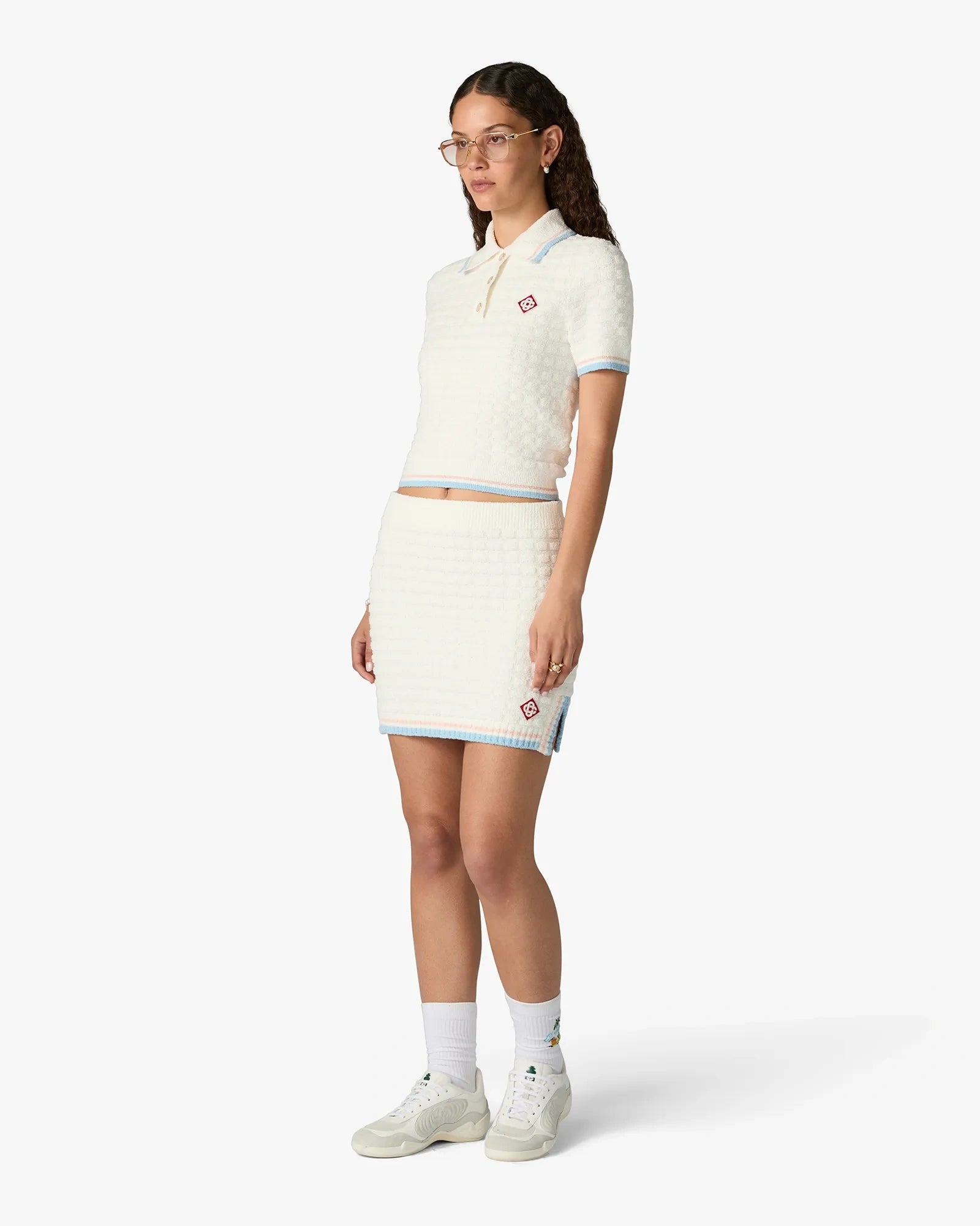 Casablanca Boucle Tennis Gonna Mini Bianca Slim