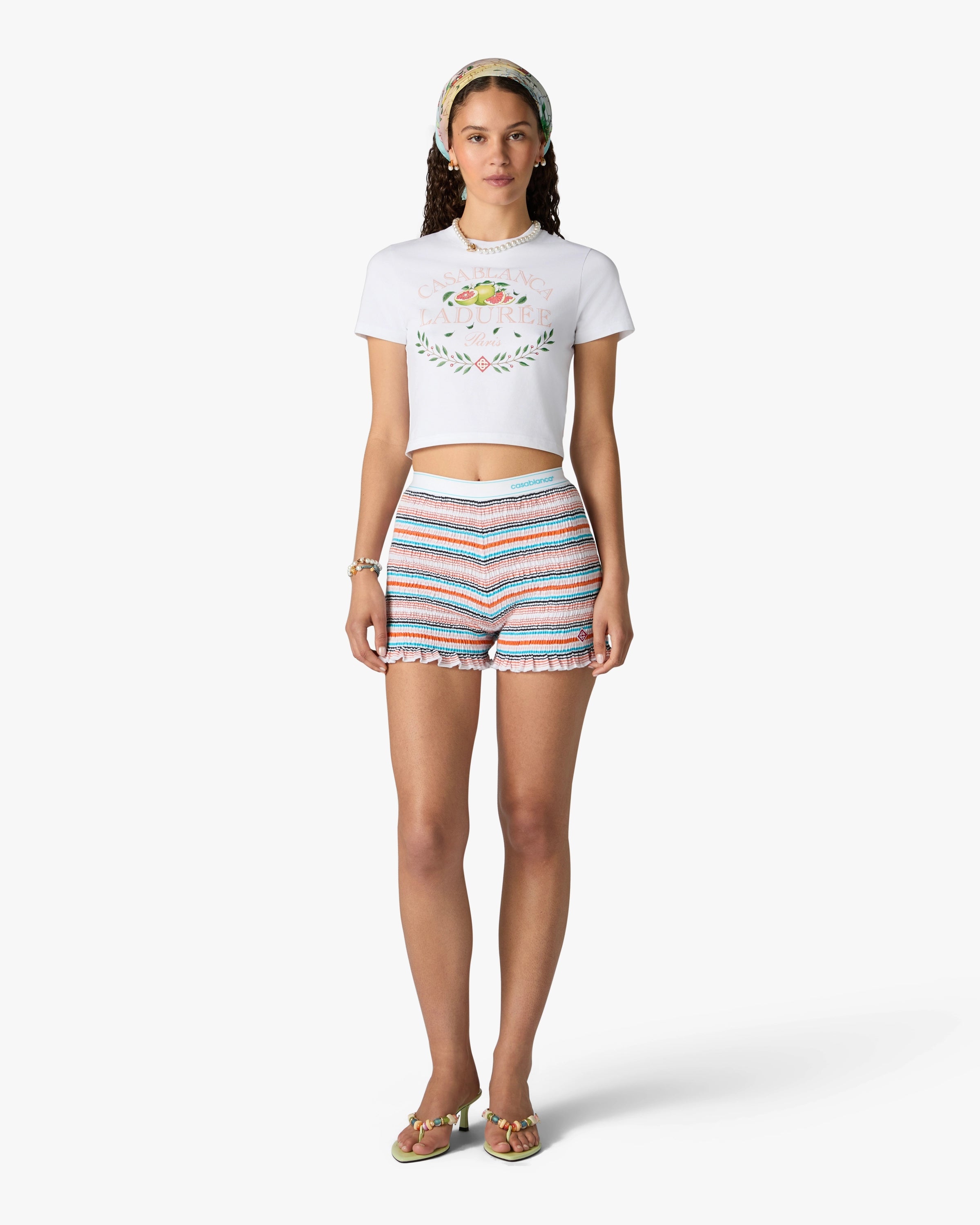 Casablanca Ladurée t-shirt cropped bianca donna