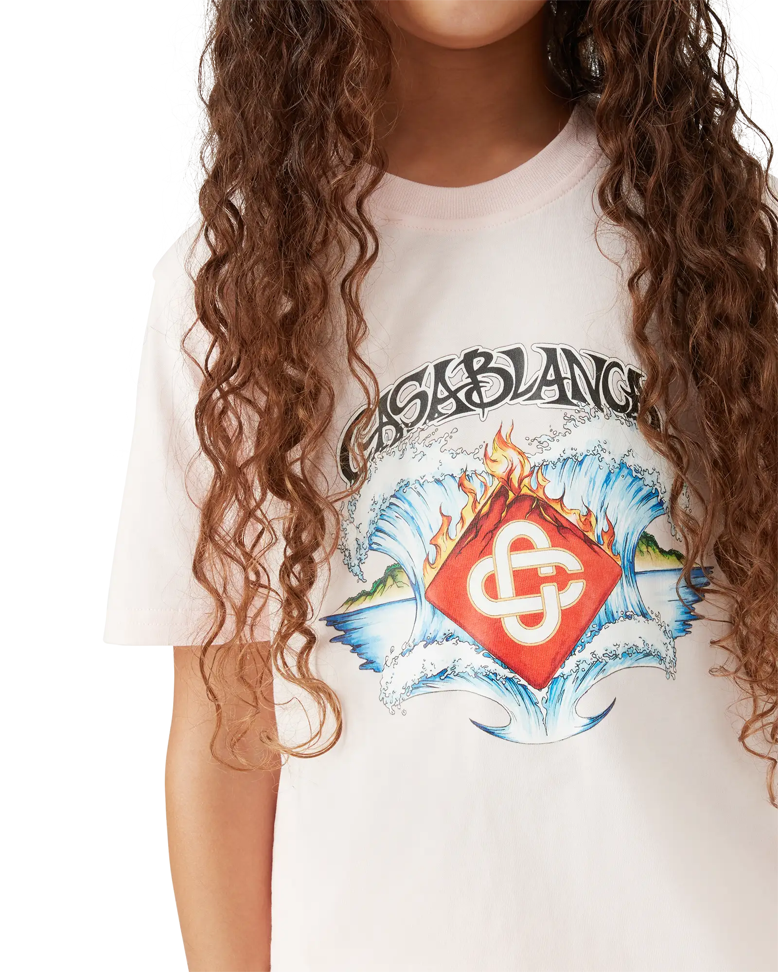 Casablanca Waves t-shirt bimbo rosa maniche corte
