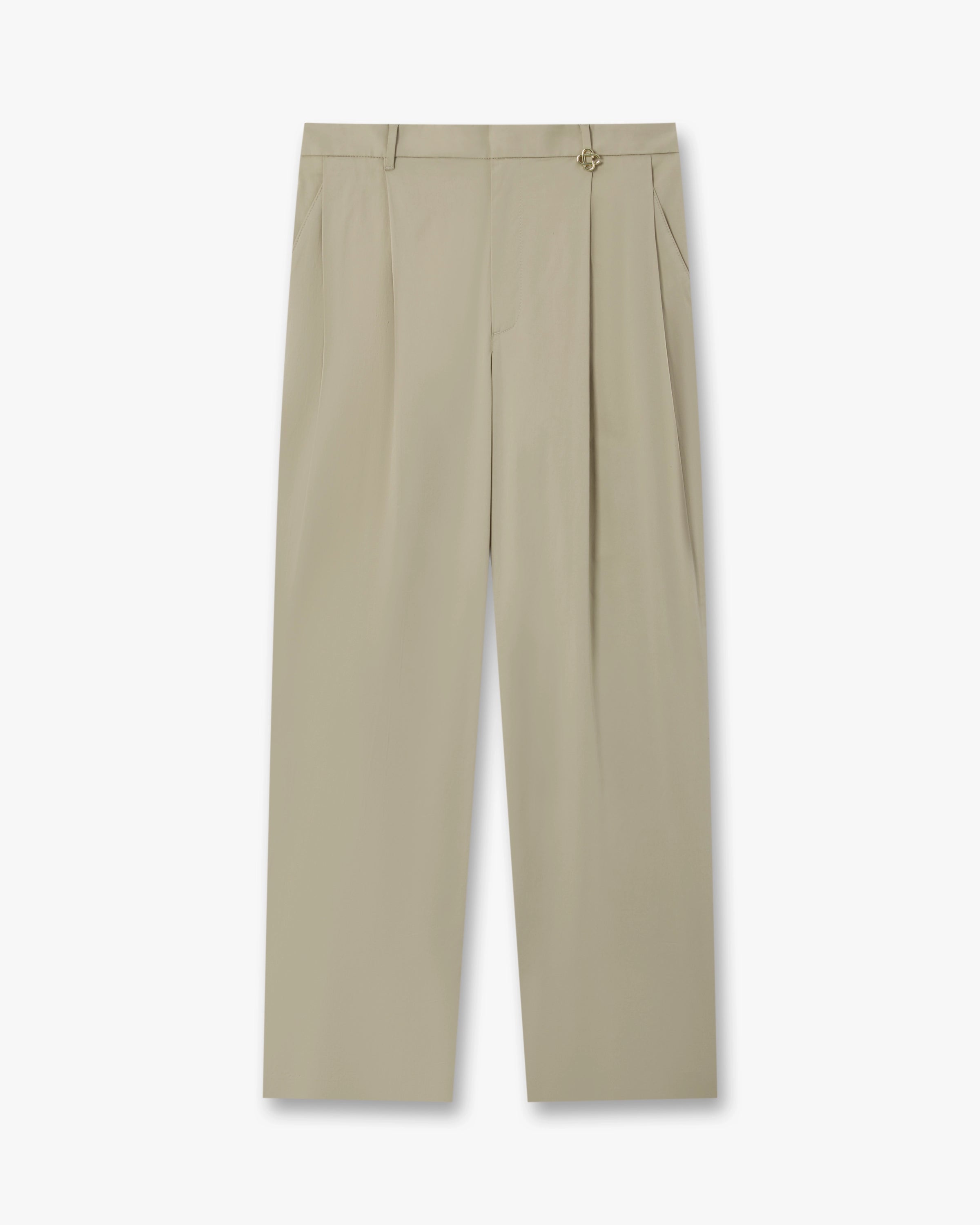 Casablanca Pleated Straight pantaloni marroni cotone slim