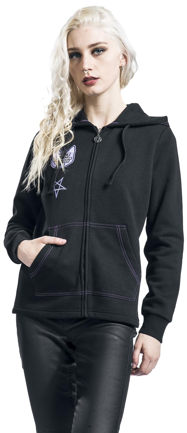Gothicana by EMP Giacca con Cappuccio Nera Patch Gatto donna