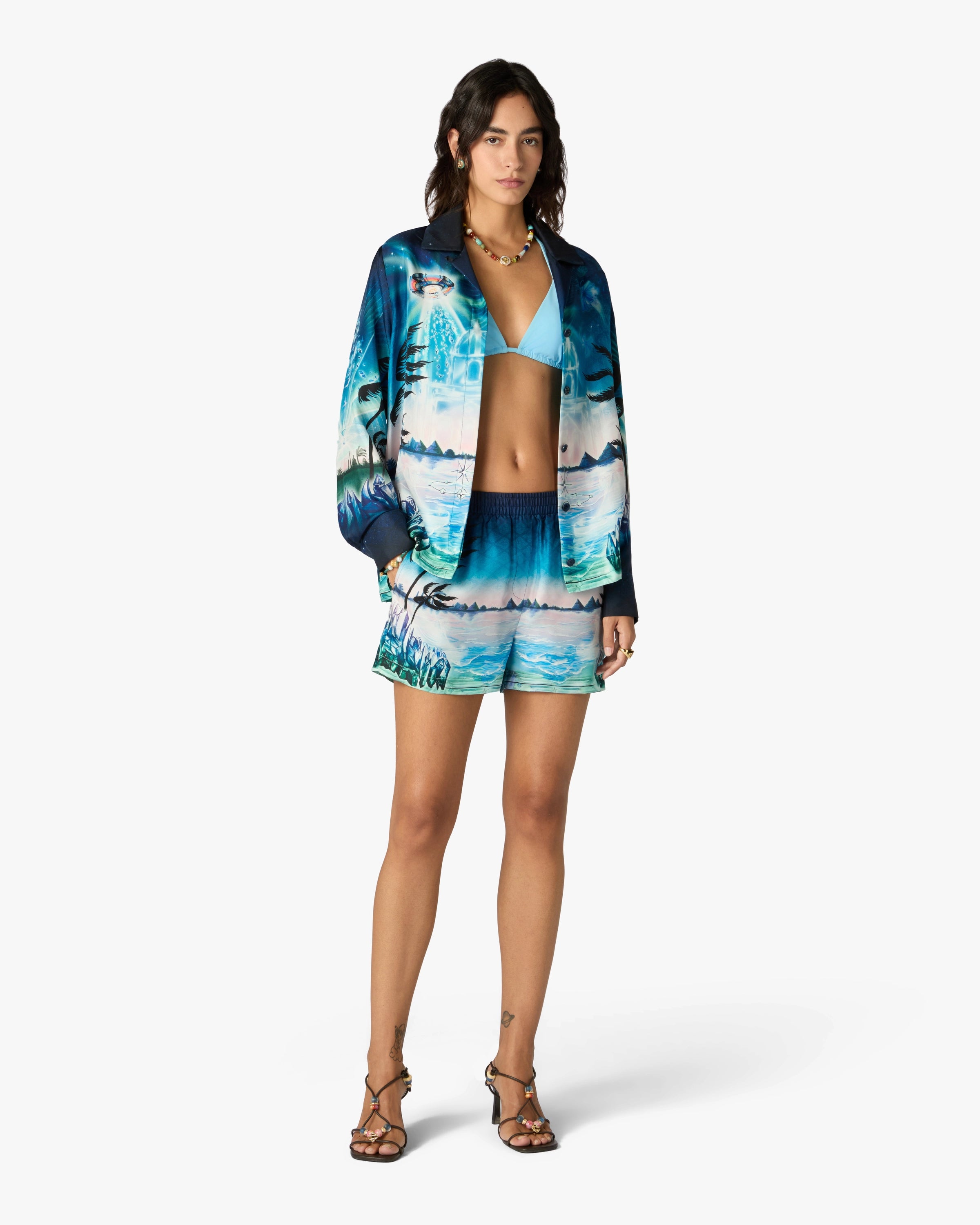 Casablanca Crystal Alchemy shorts seta stampa multicolore