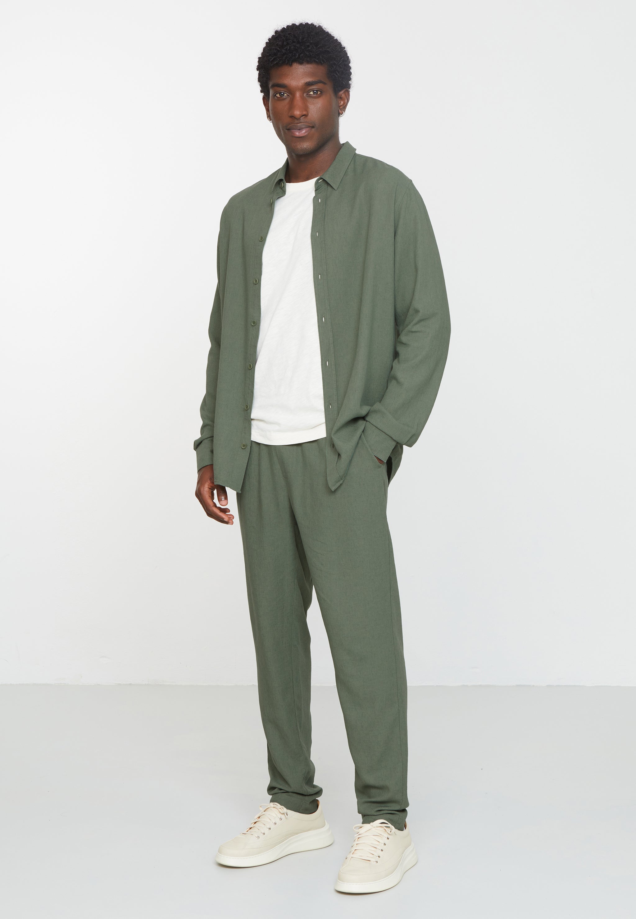 Recolution Nutmeg camicia lino khaki traspirante