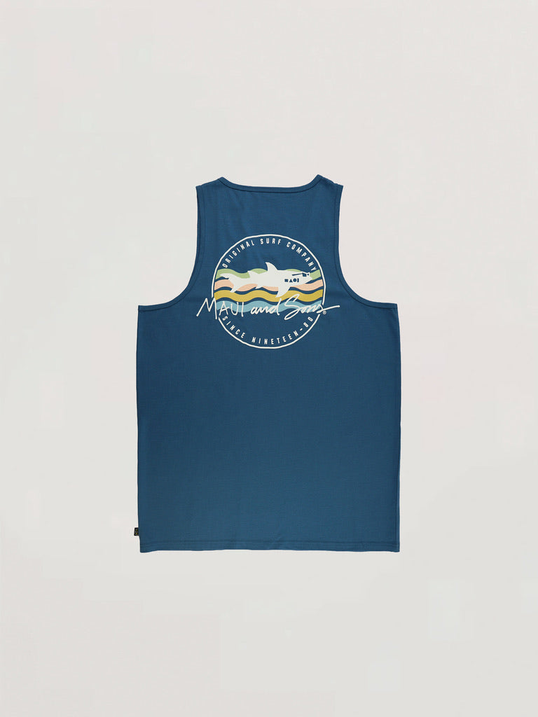 Maui and Sons Cali Dayz canotta uomo blu misto cotone