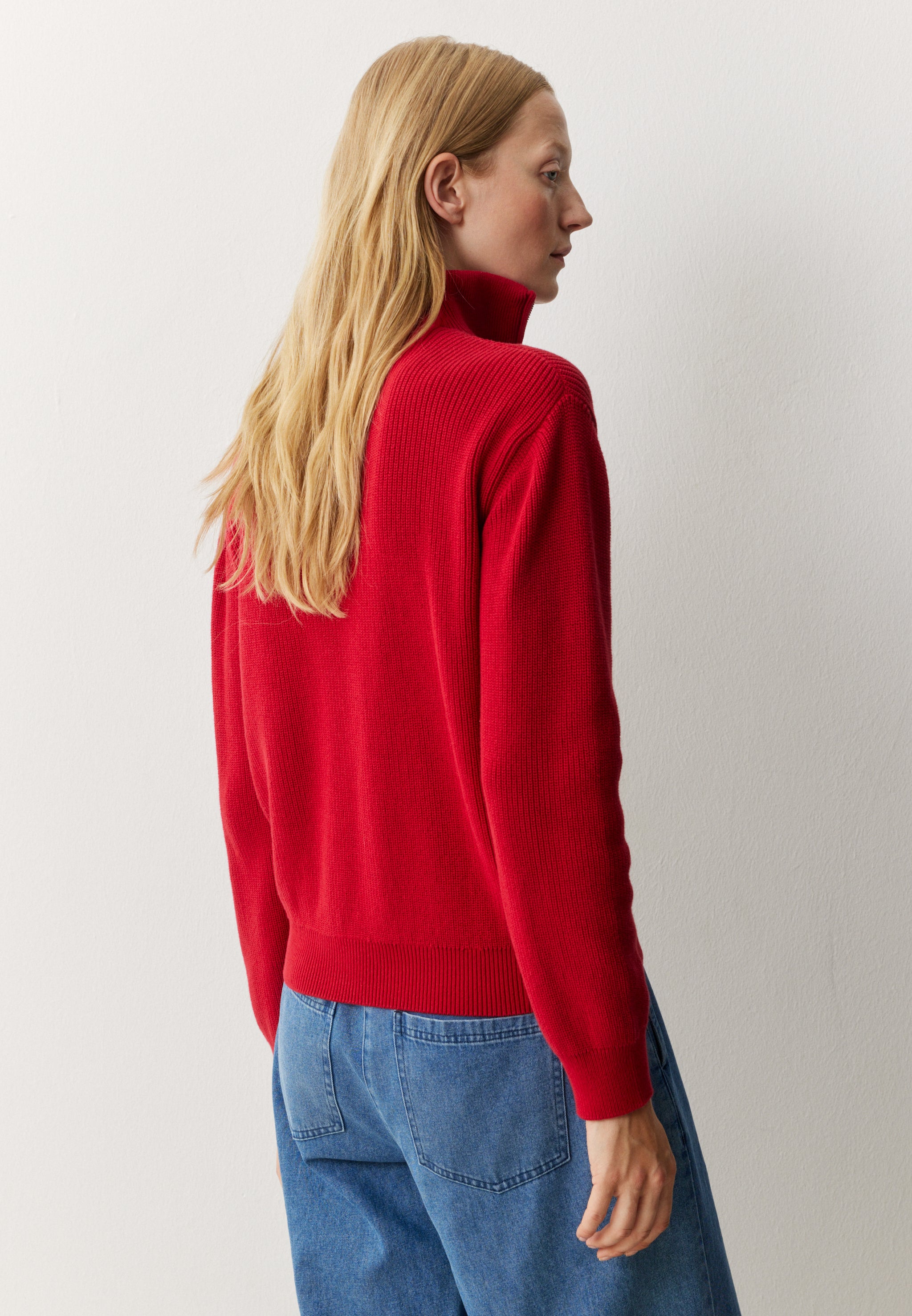 Recolution NIGELLA maglione troyer rosso cotone bio