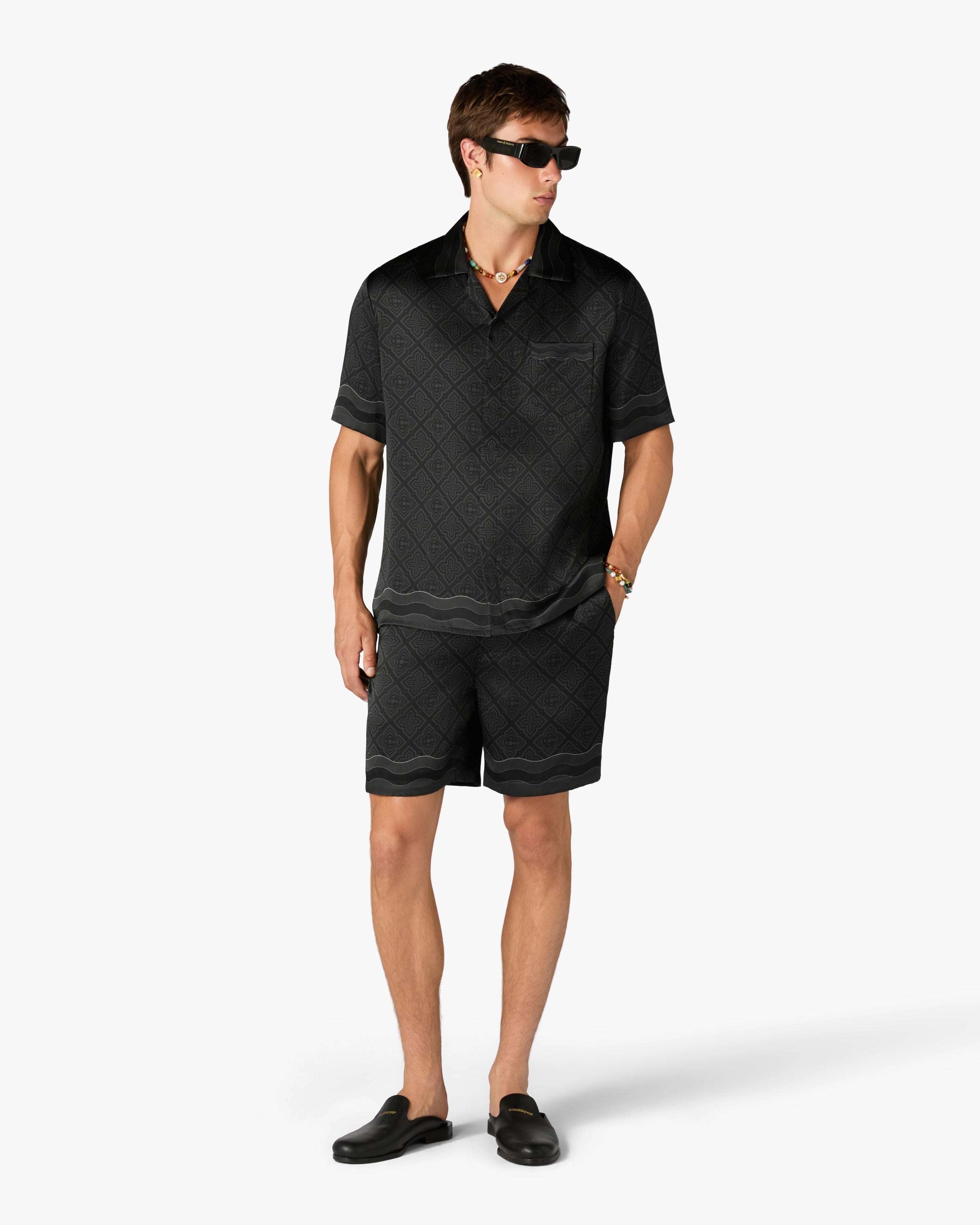 Casablanca Radiating Monogram shorts seta neri