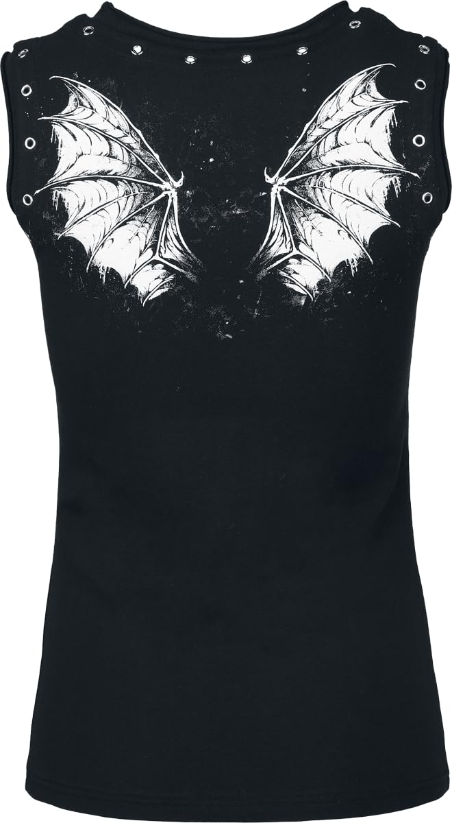 Gothicana by EMP Top donna nero con rivetti traforati
