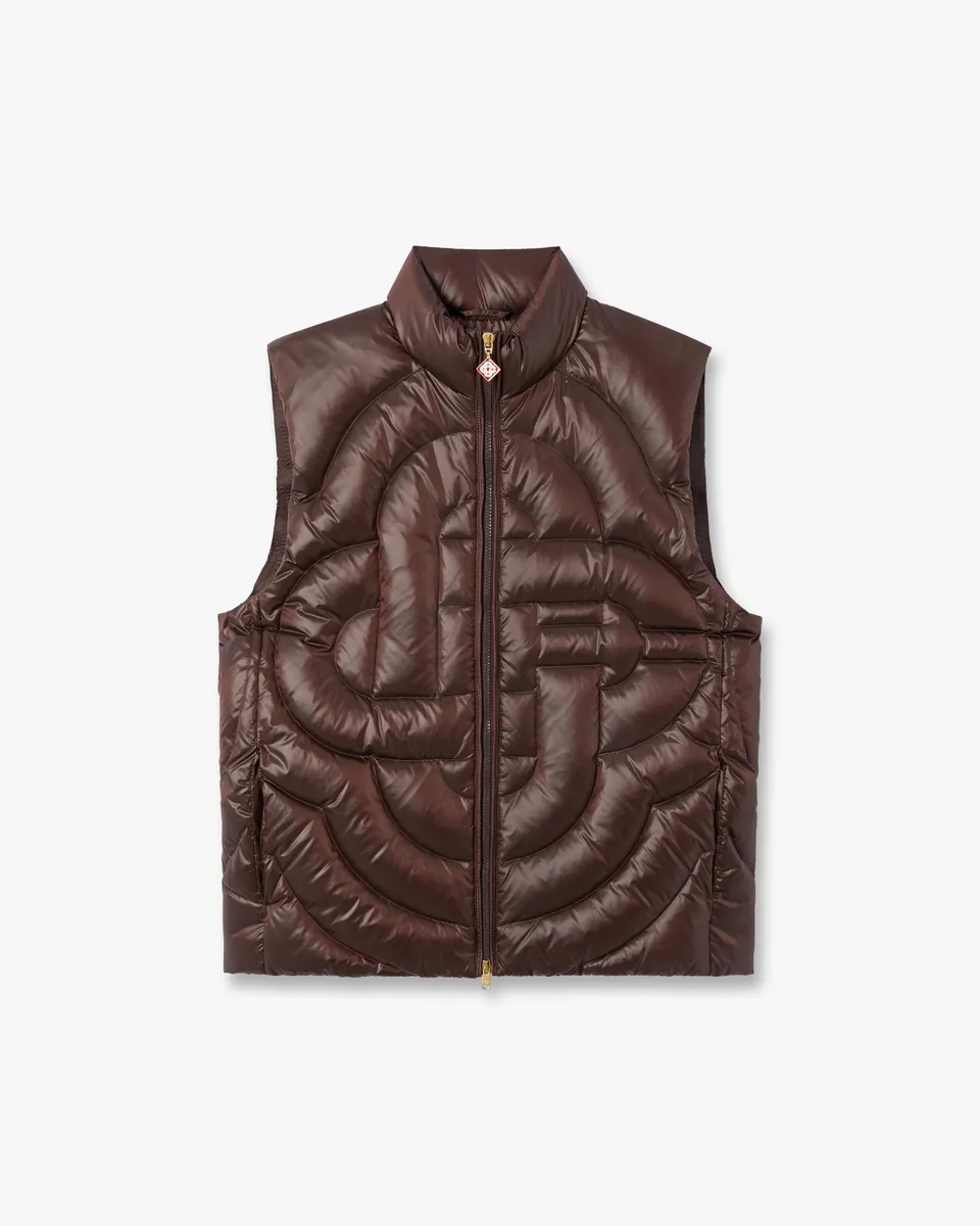 Casablanca Diamond Monogram gilet imbottito piumino marrone