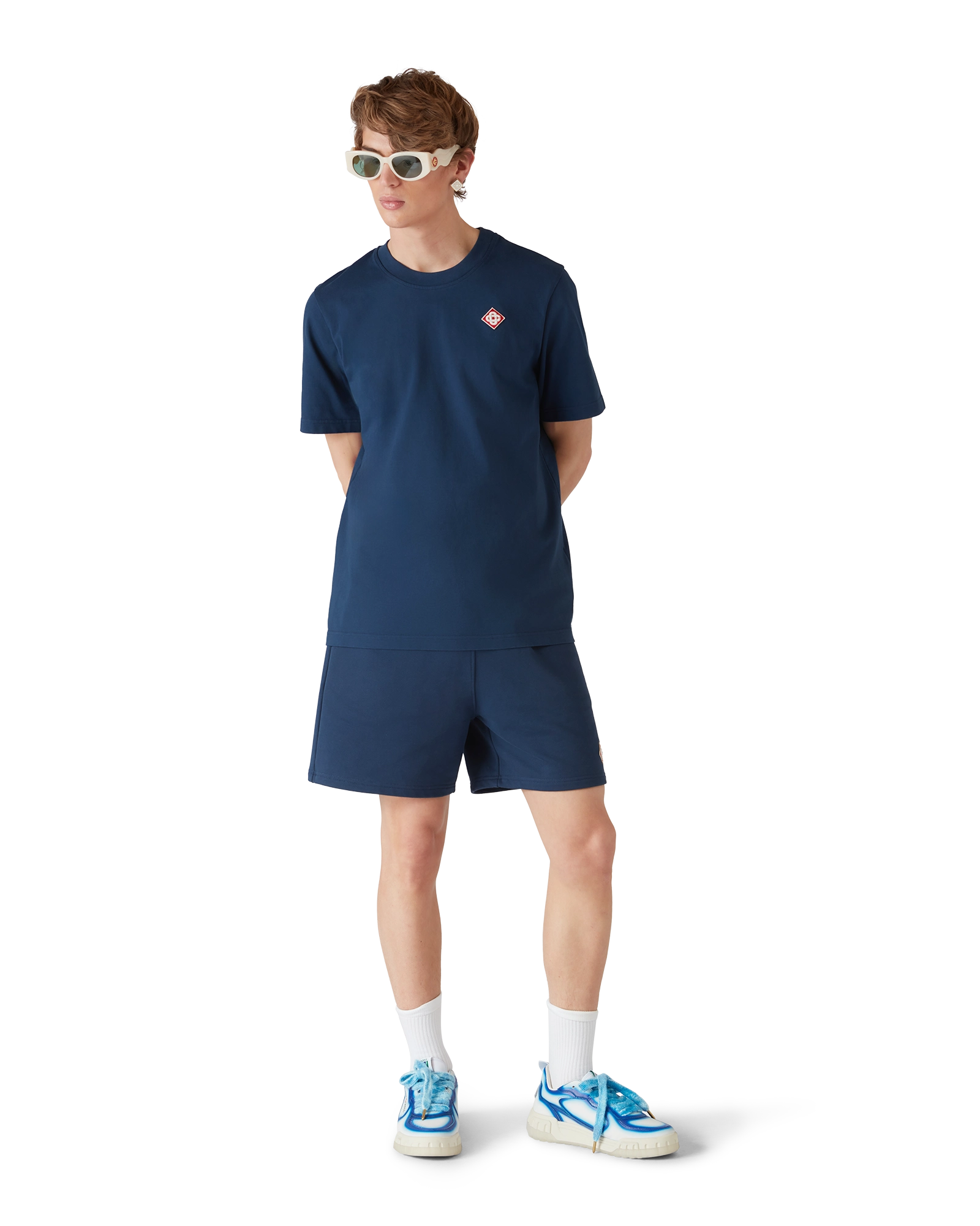 Casablanca Diamond Logo pantaloncini sweat blu fade