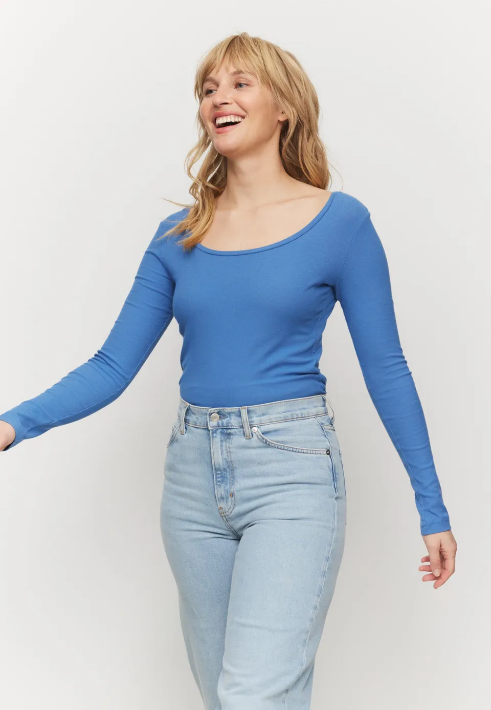 Recolution Senna maglia manica lunga blu costina