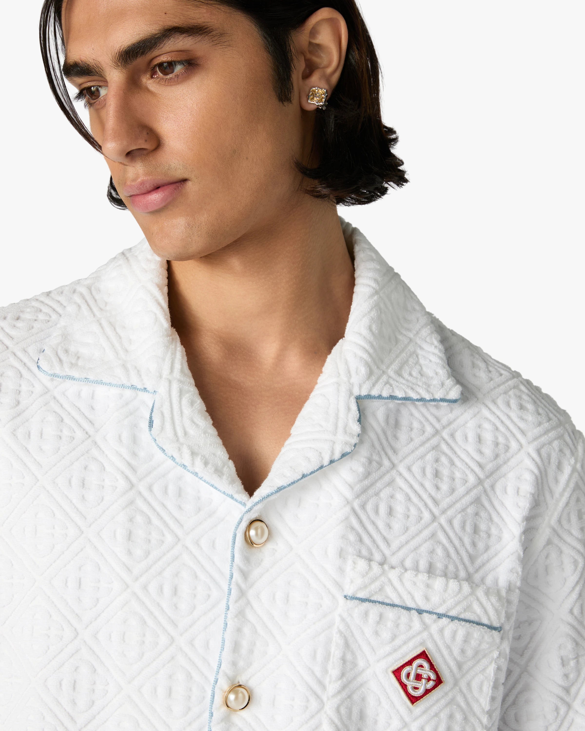 Casablanca Monogram camicia spugna bianca