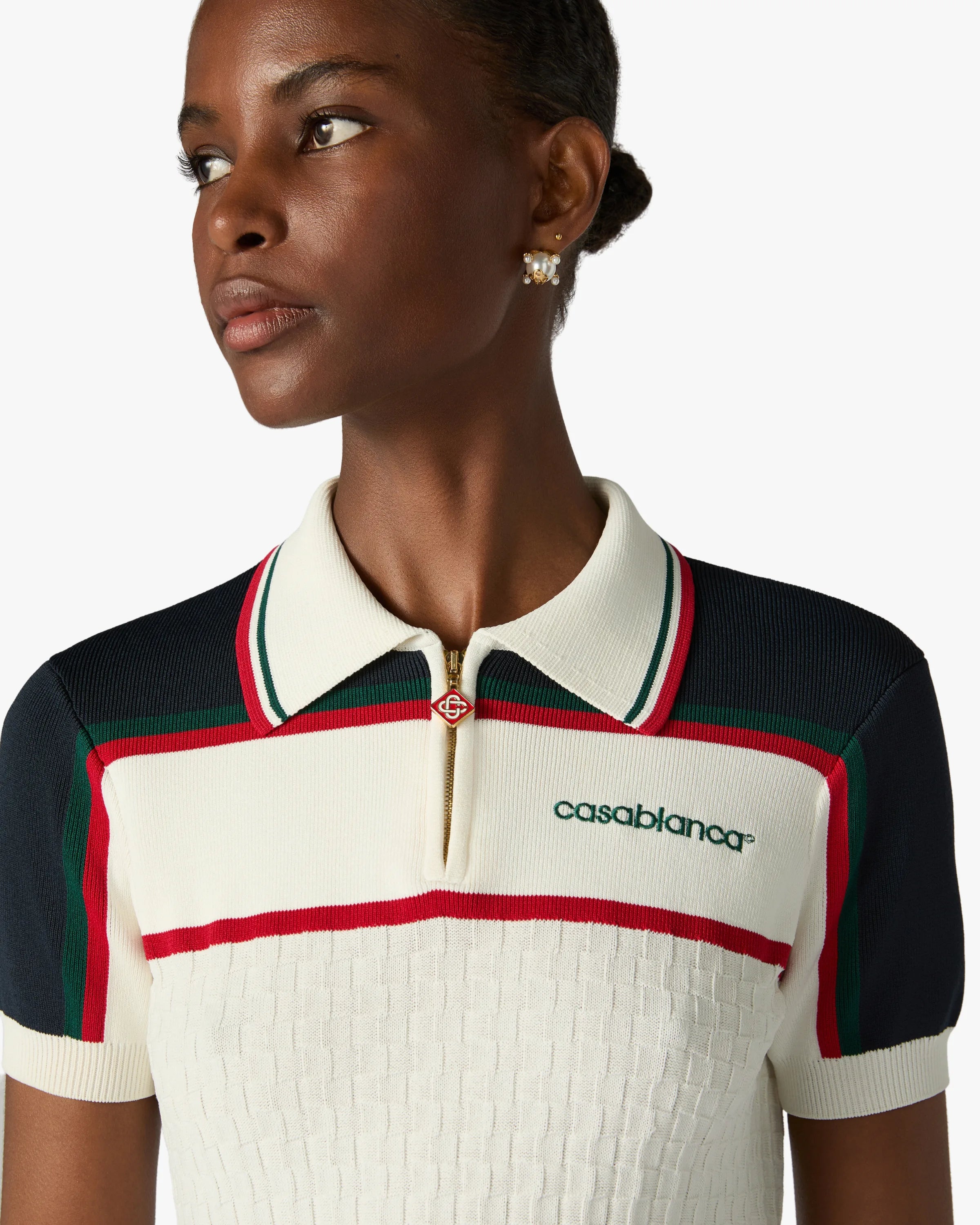 Casablanca Tennis abito donna crema navy maglia