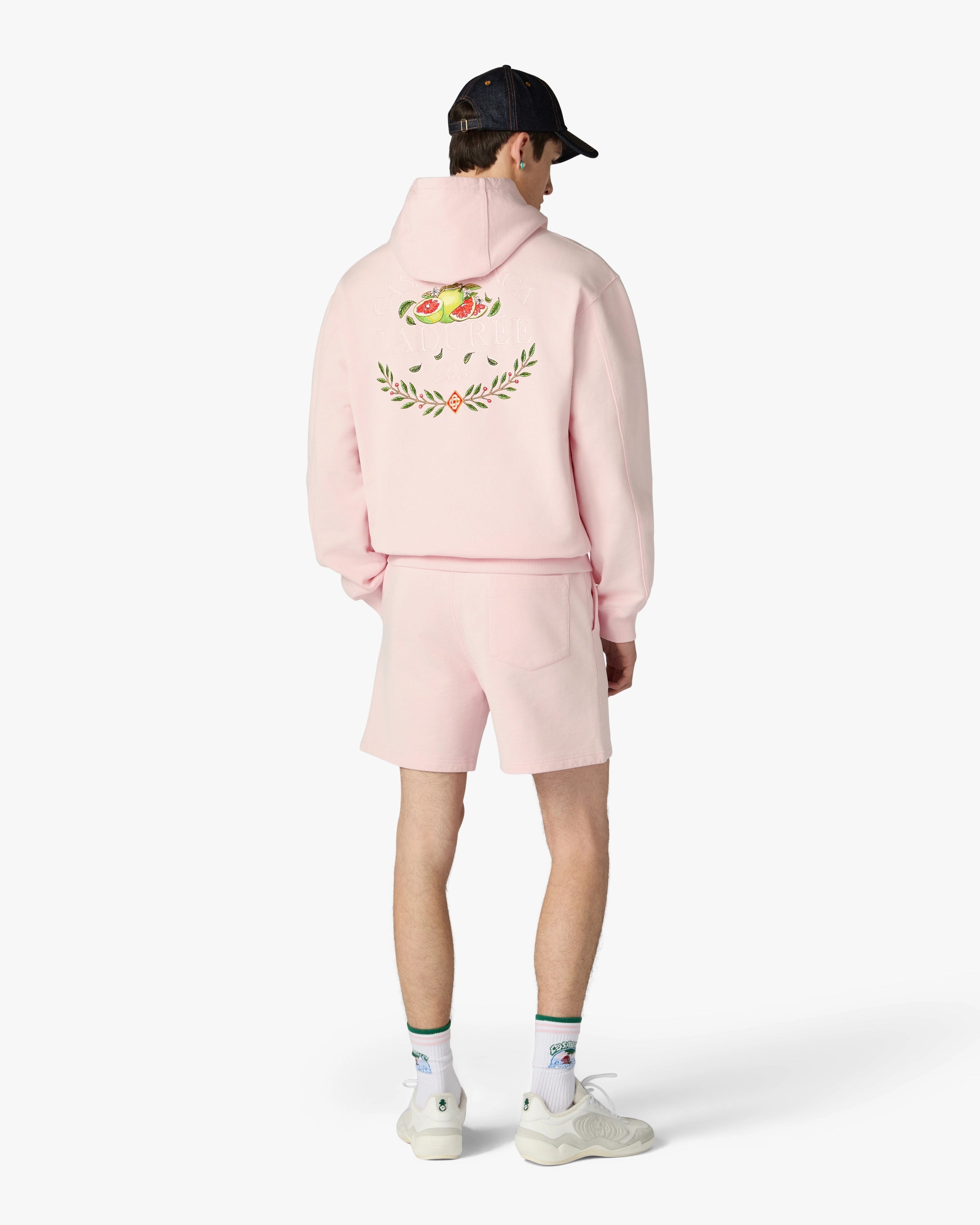 Casablanca Ladurée Felpa con Cappuccio Rosa Ricamata