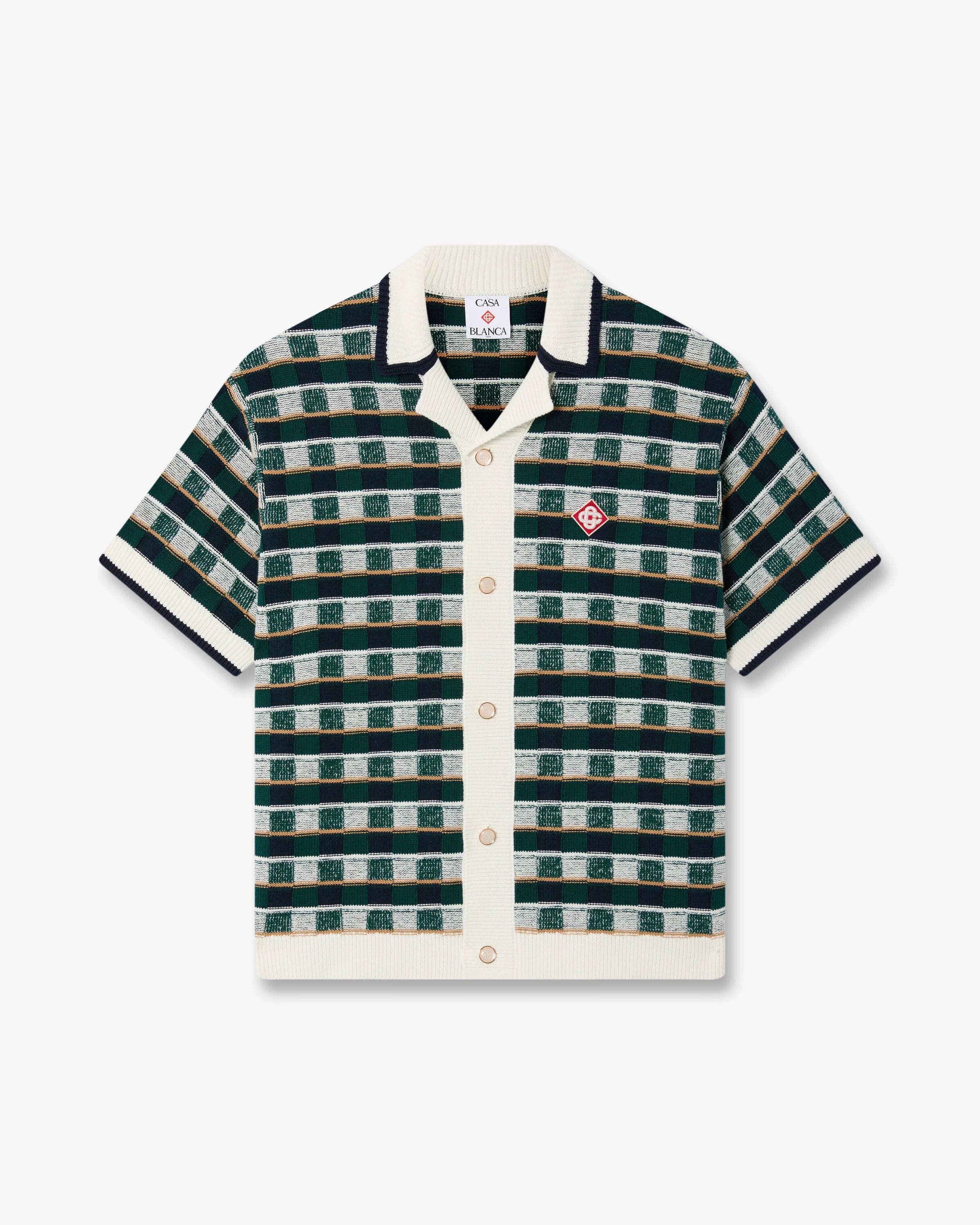 Casablanca Mosaic camicia crochet verde manica corta