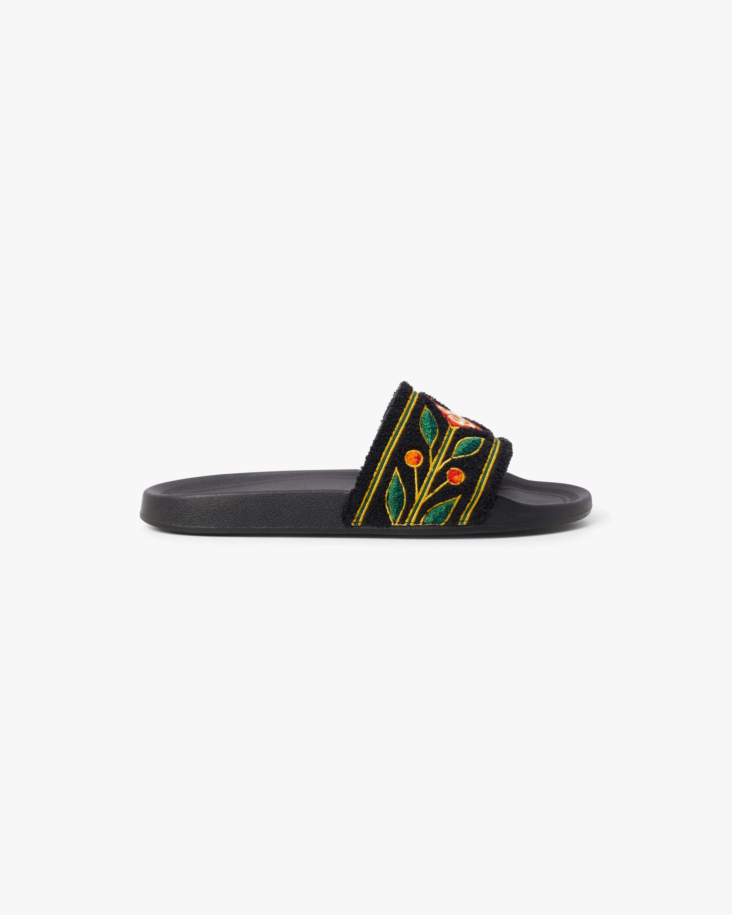Casablanca Embroidered Terry ciabatte nere ricamo laurel