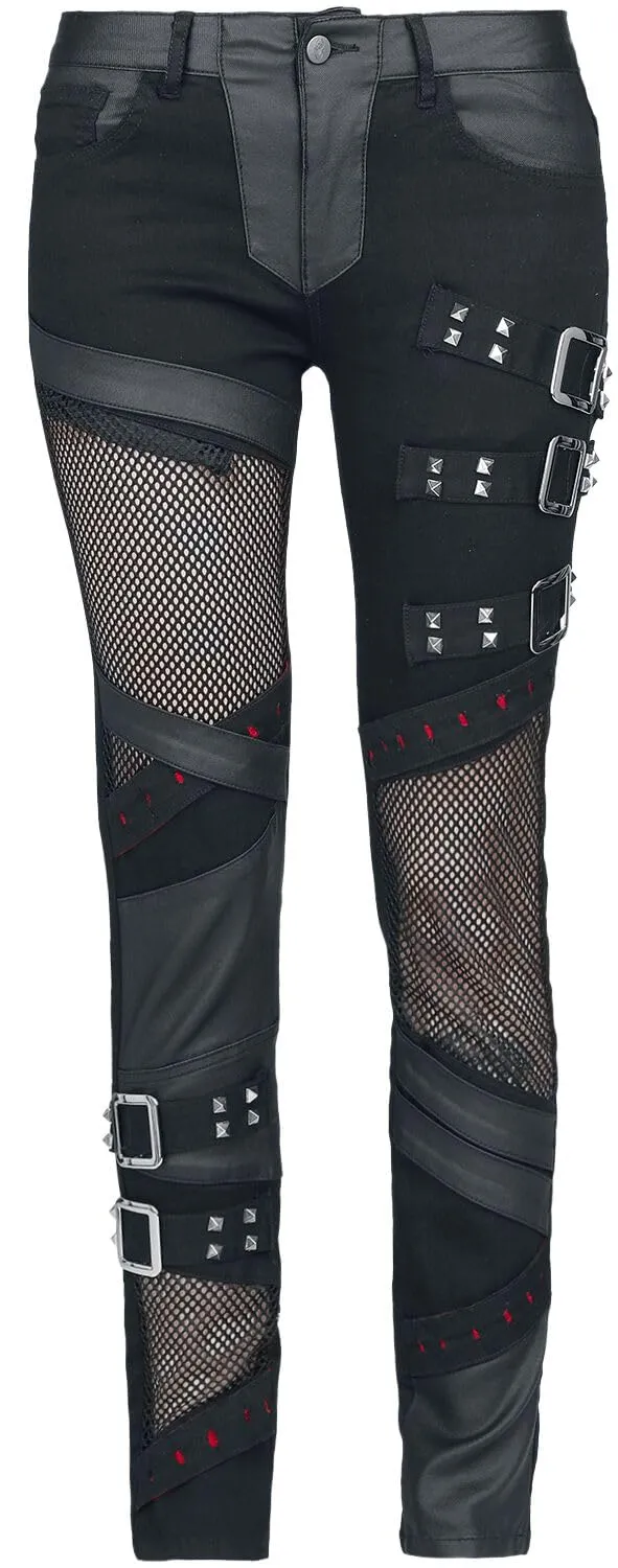 Gothicana by EMP Skarlett jeans donna nero mesh 31W/30L