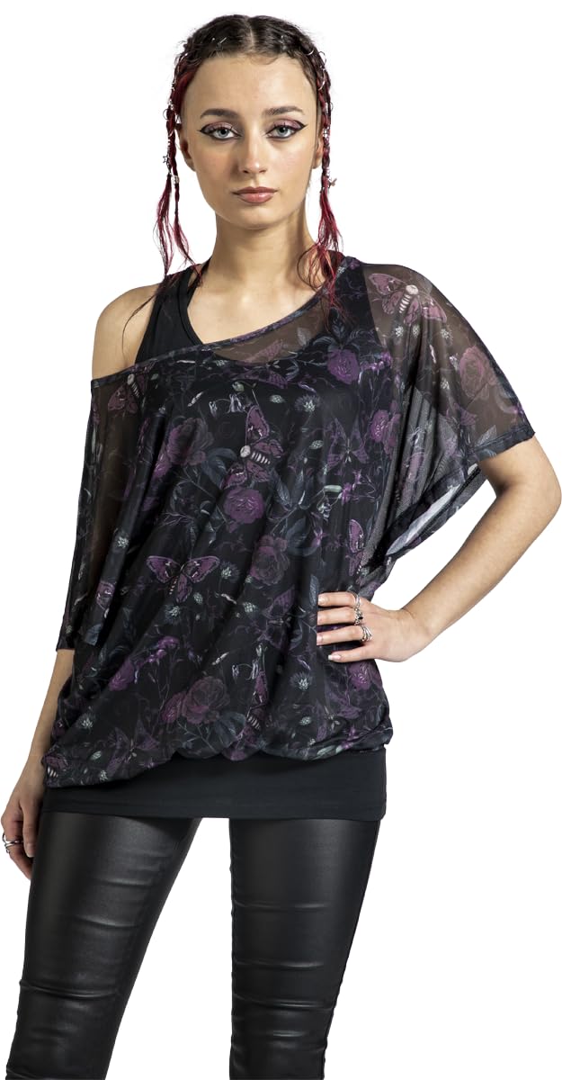 Gothicana by EMP Maglietta Nera Floreale All Over