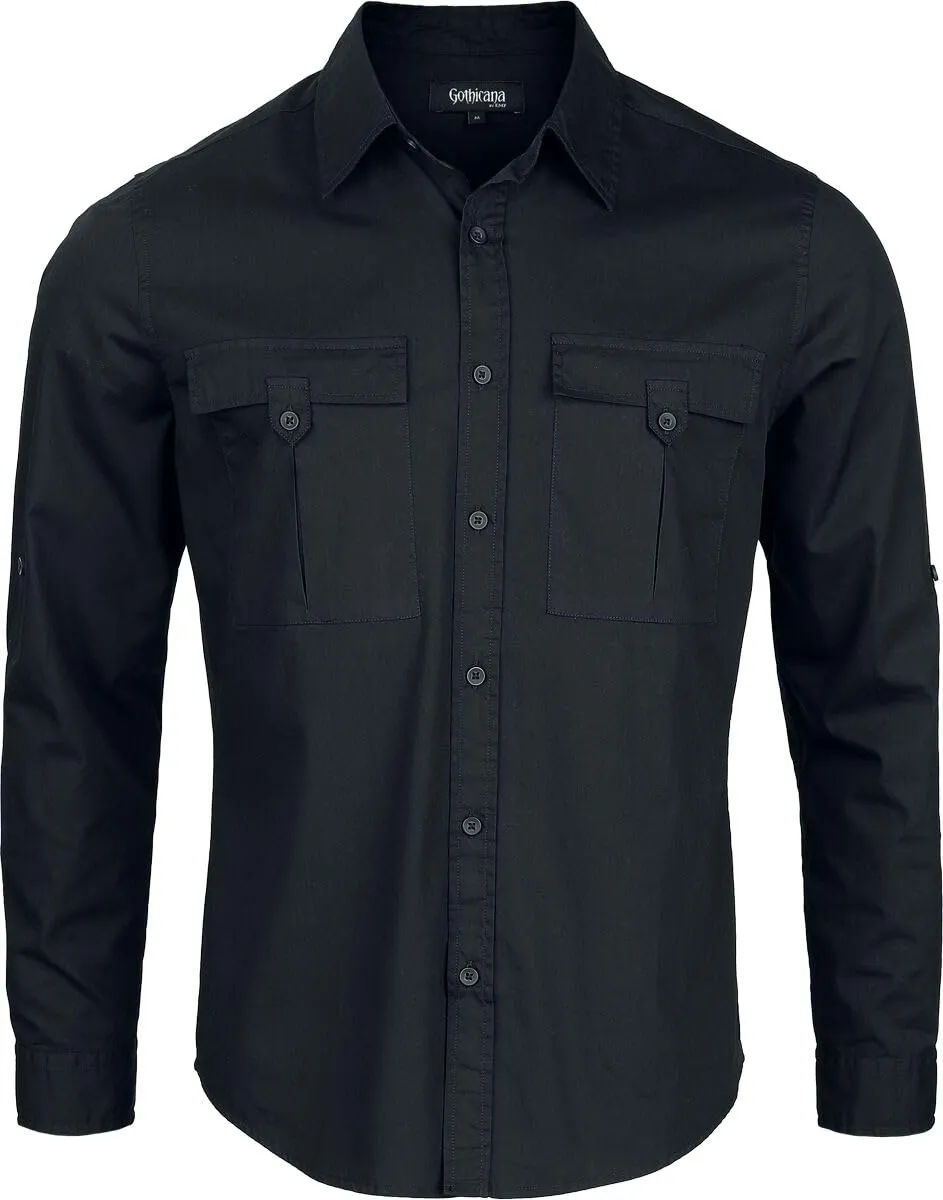 Gothicana by EMP camicia nera taglia L maniche lunghe