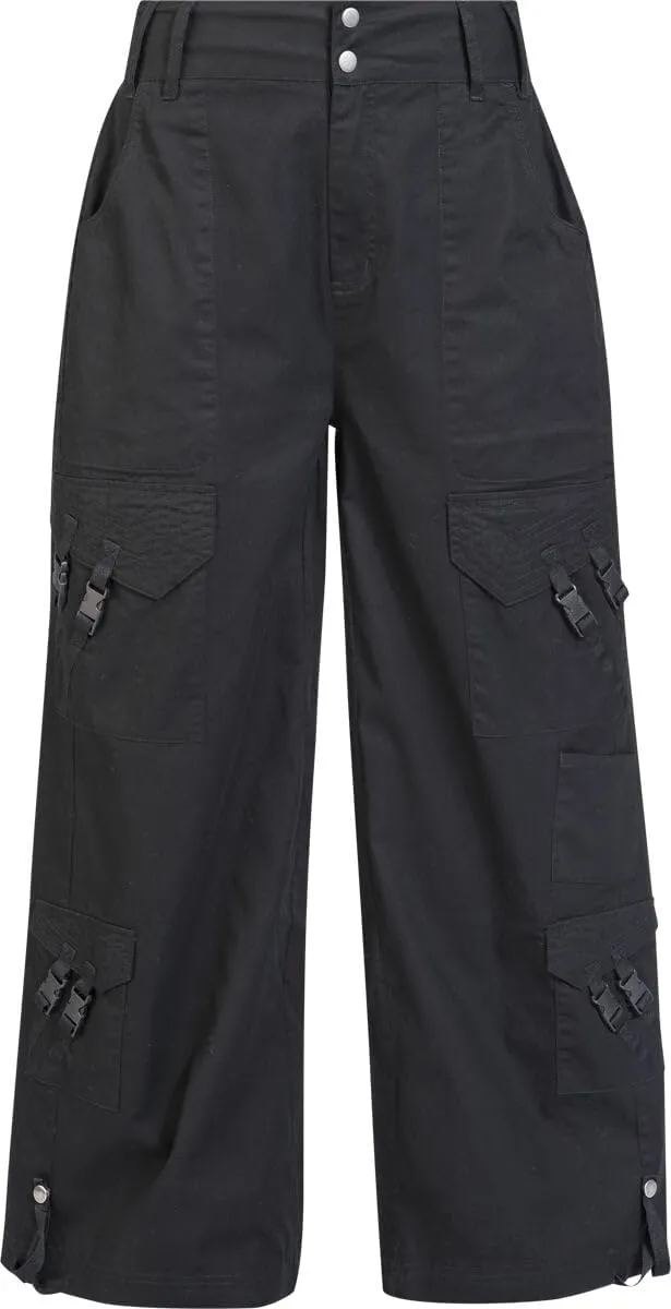 Gothicana by EMP Pantaloni Tessuto Nero Gamba Larga XL