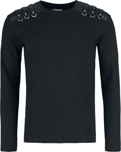 Gothicana by EMP maglia nera con anelli taglia M