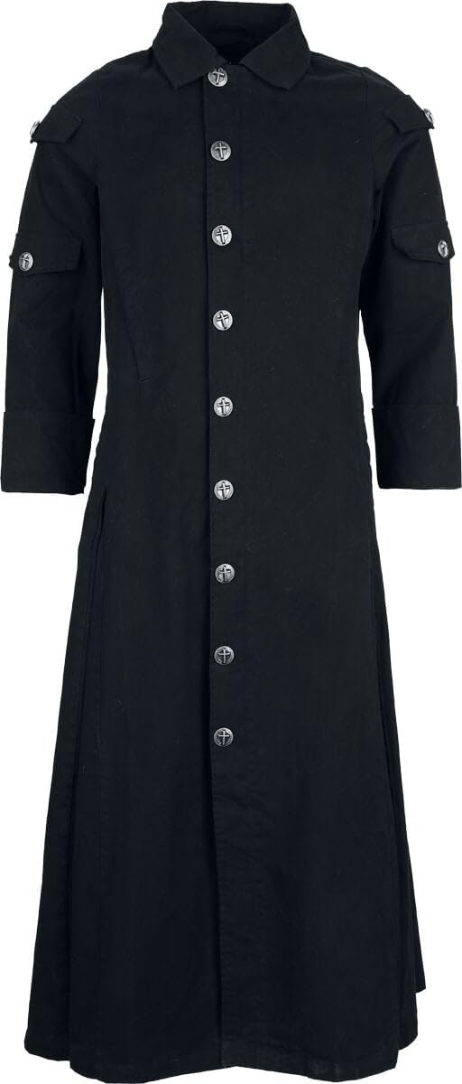 Gothicana by EMP Cappotto Lungo Nero accessori metallo