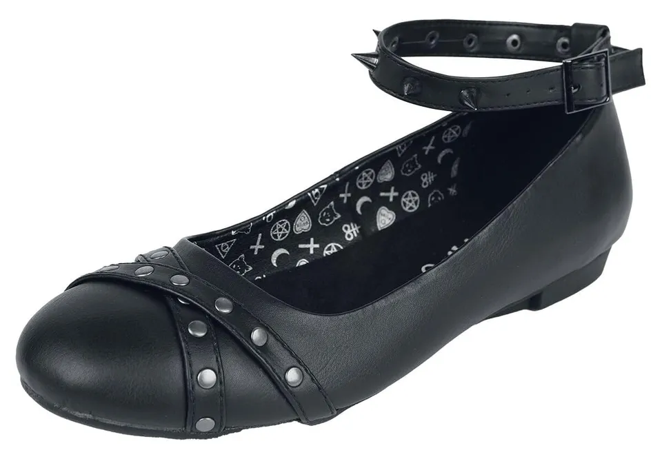 Gothicana by EMP Ballerine Ballerine Nere Cinturini Donna