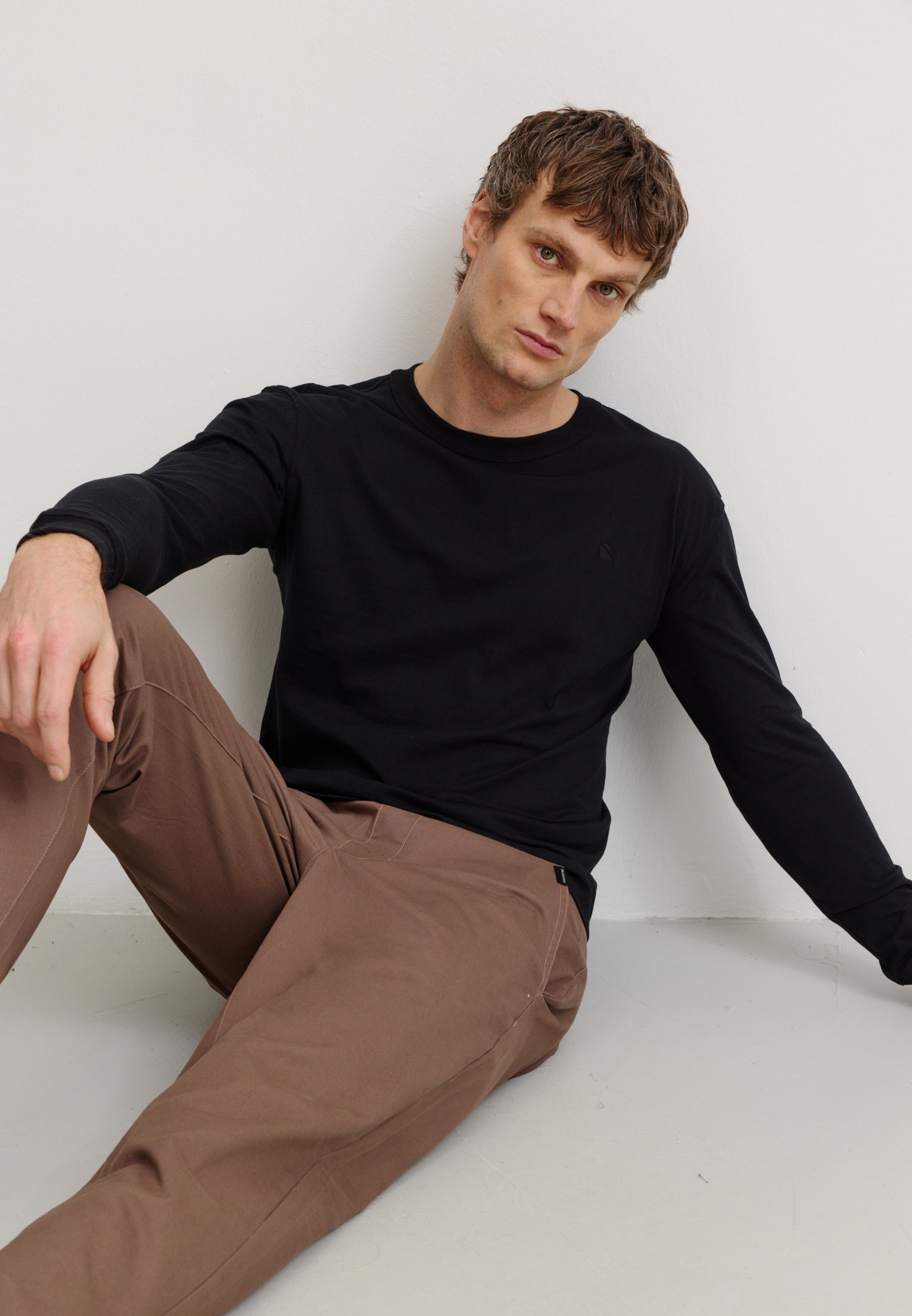 Recolution PAPAYA Maglia Manica Lunga Nera Uomo Cotone