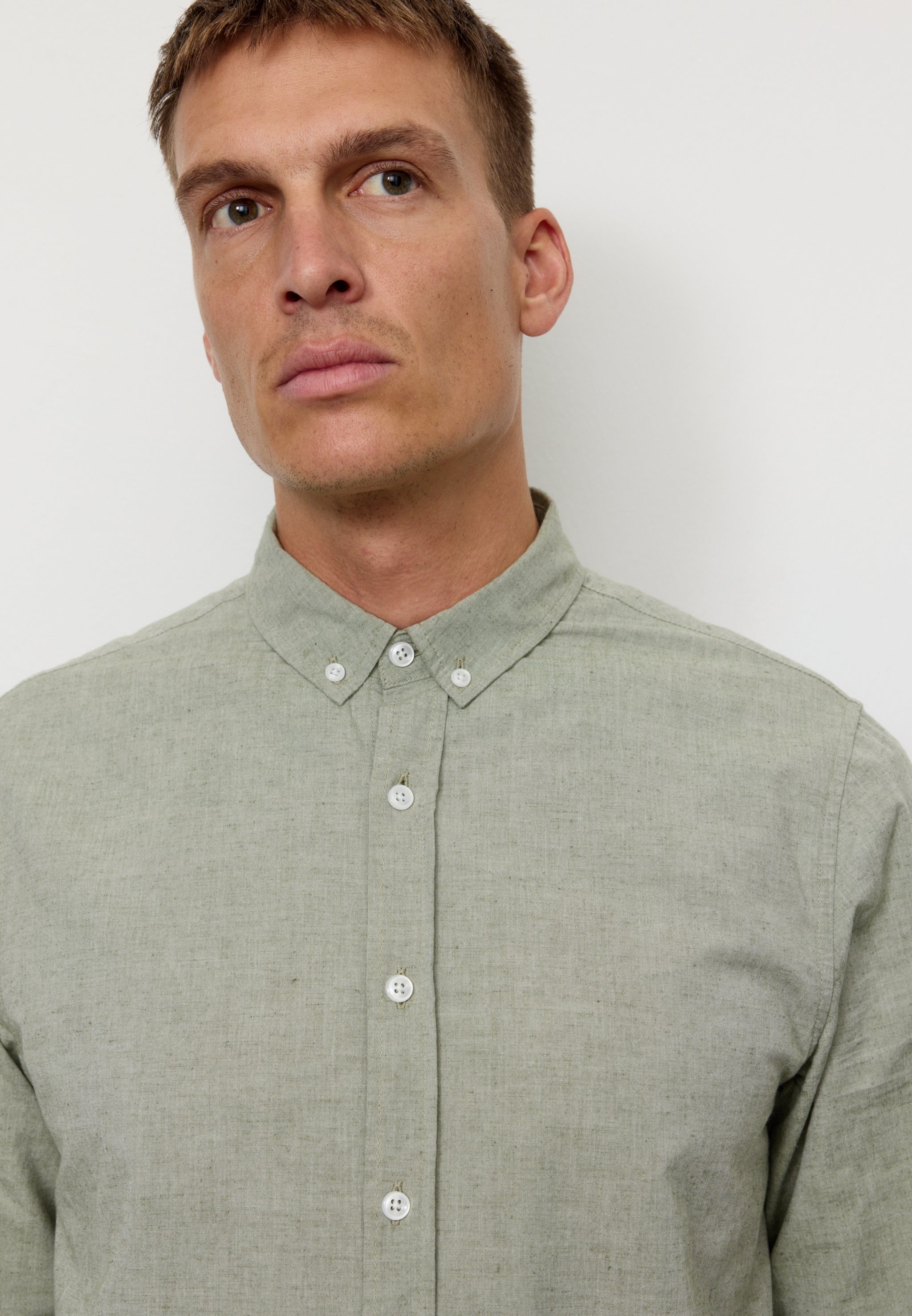 Recolution Corn camicia uomo verde cotone lino