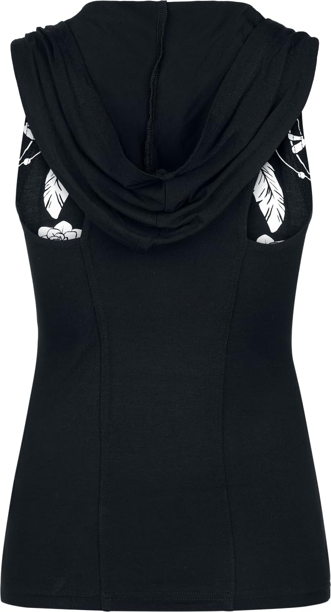 Gothicana by EMP Top Nero Cappuccio Stampa Frontale M