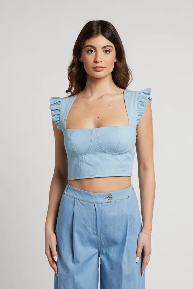 Sarah Chole 27288 top in jeans di cotone 100% traspirante