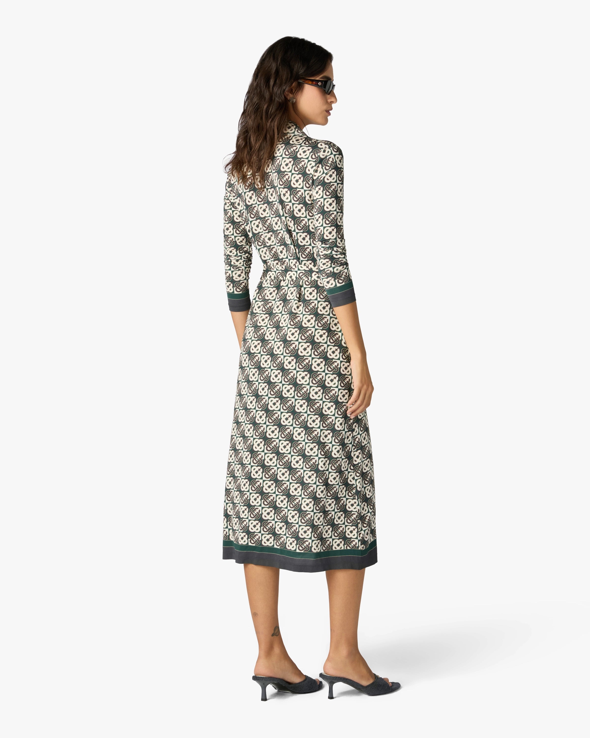 Casablanca Monogram abito midi verde navy viscosa