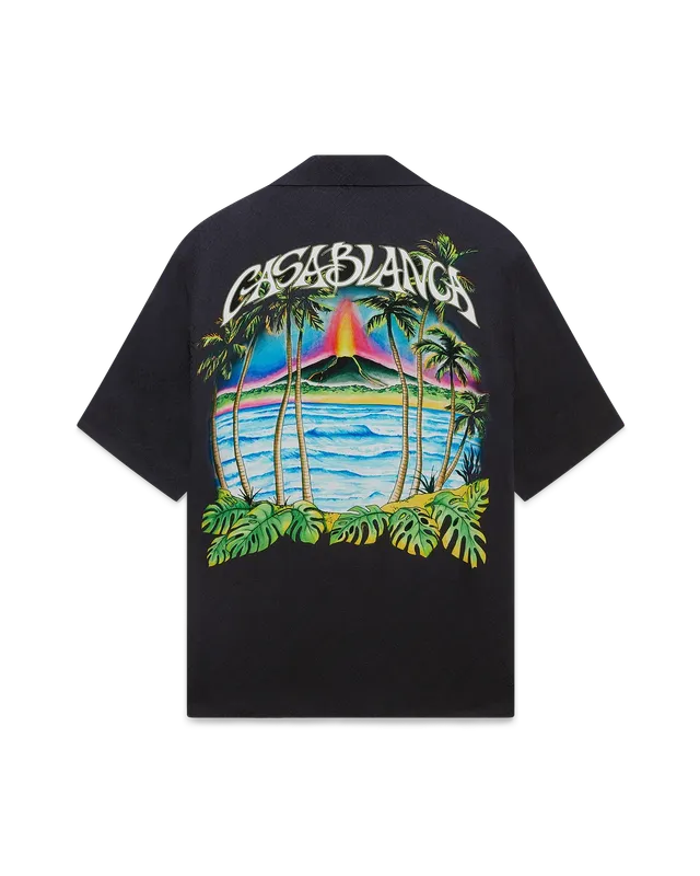 Casablanca Volcano camicia seta multicolore manica corta