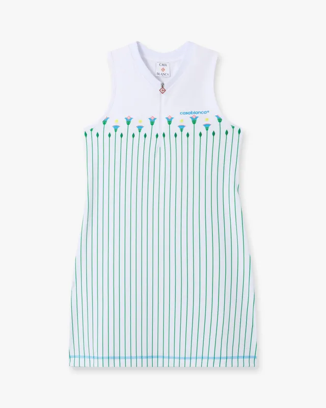 Casablanca Floral Stripe vestito tennis bianco slim
