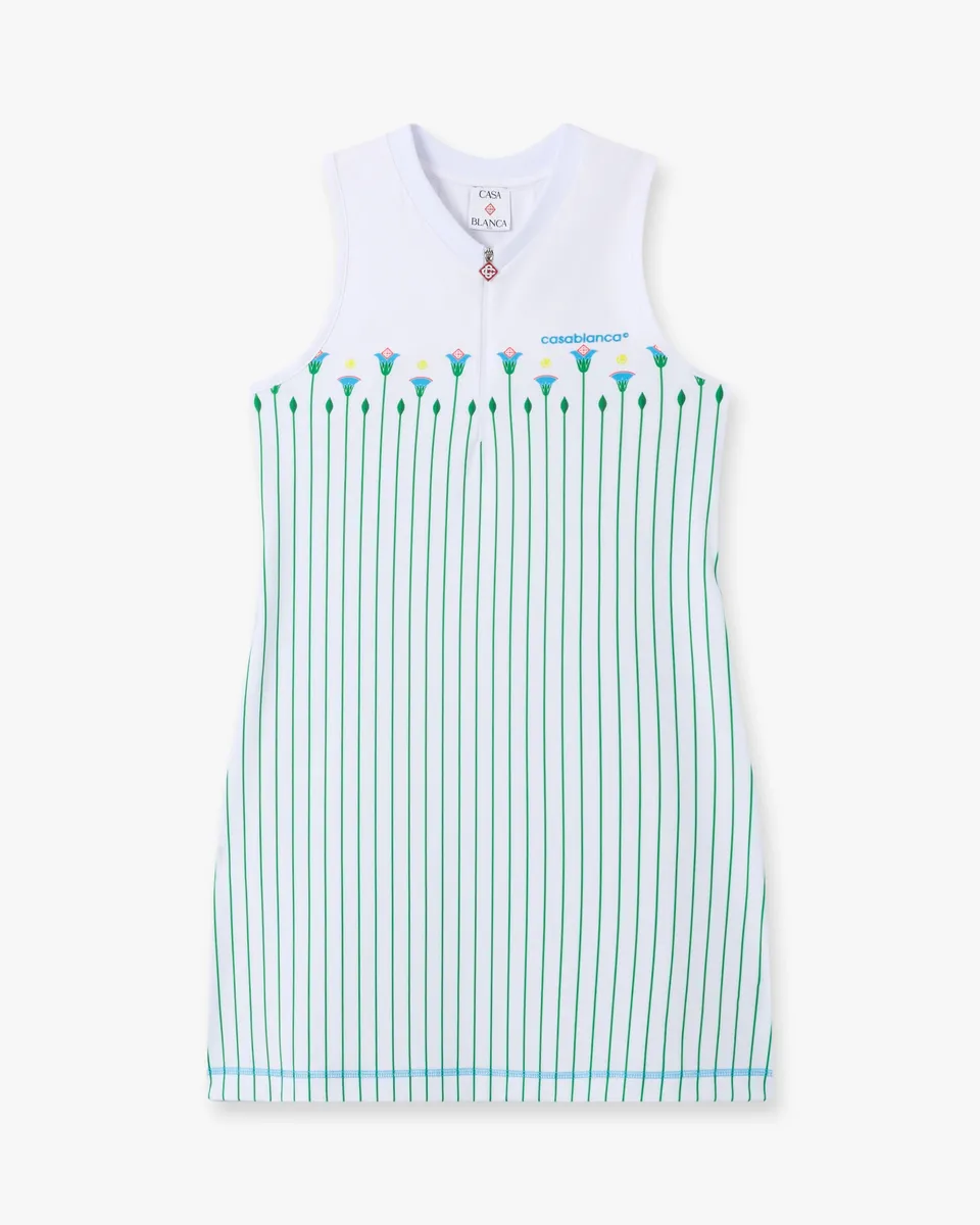Casablanca Floral Stripe vestito tennis bianco slim