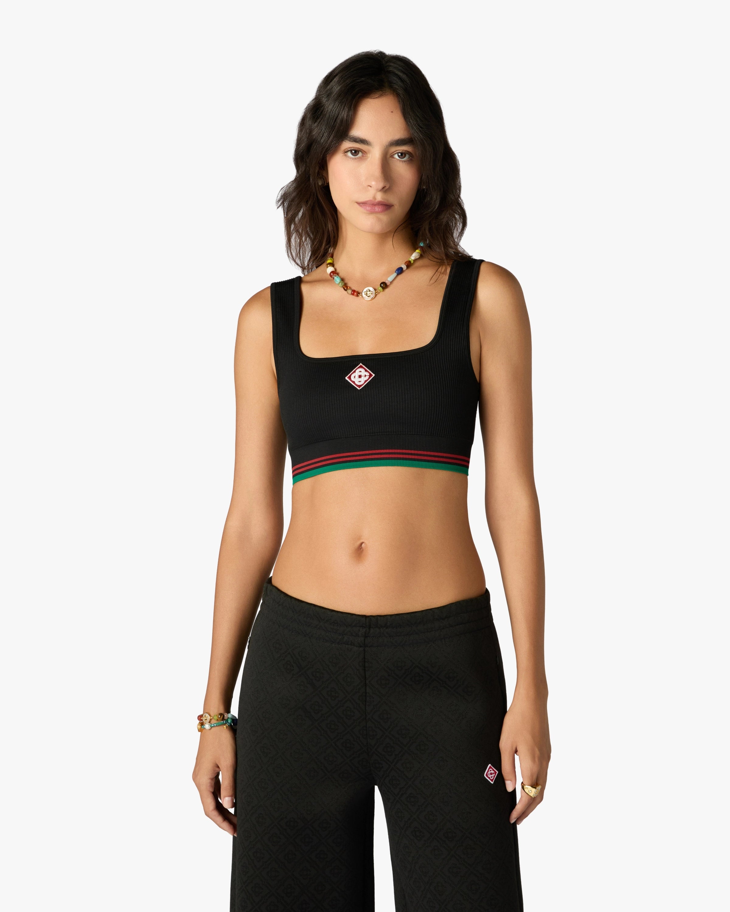 Casablanca Black Seamless Bralette nero monogramma O/S