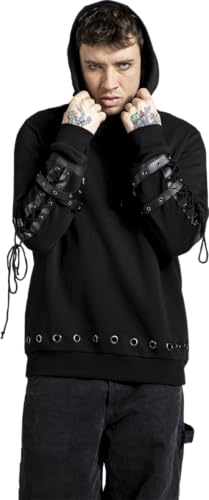 Gothicana by EMP Felpa Cappuccio Nera Borchie Uomo