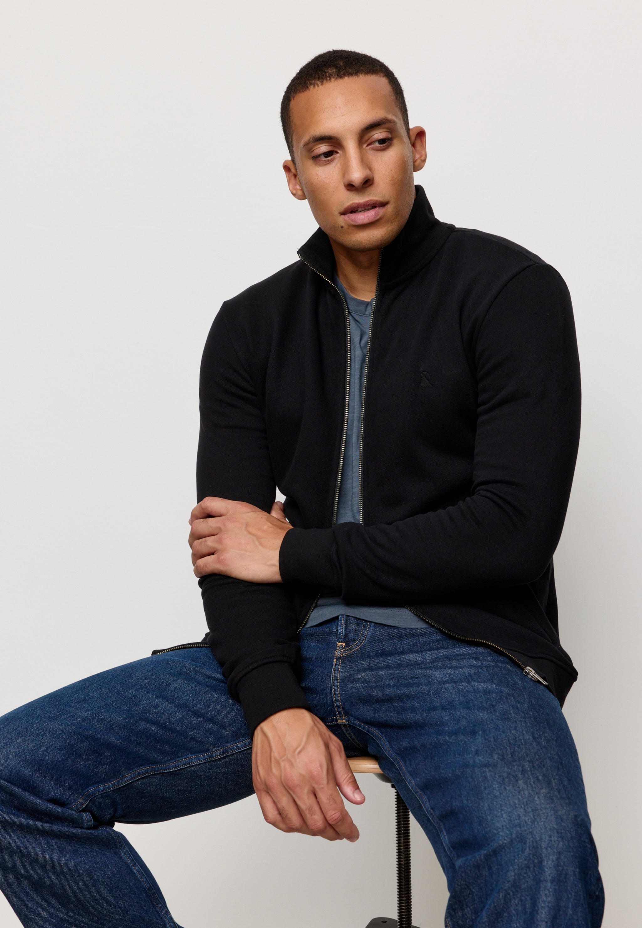 Recolution Camphor felpa uomo black con zip cotone bio