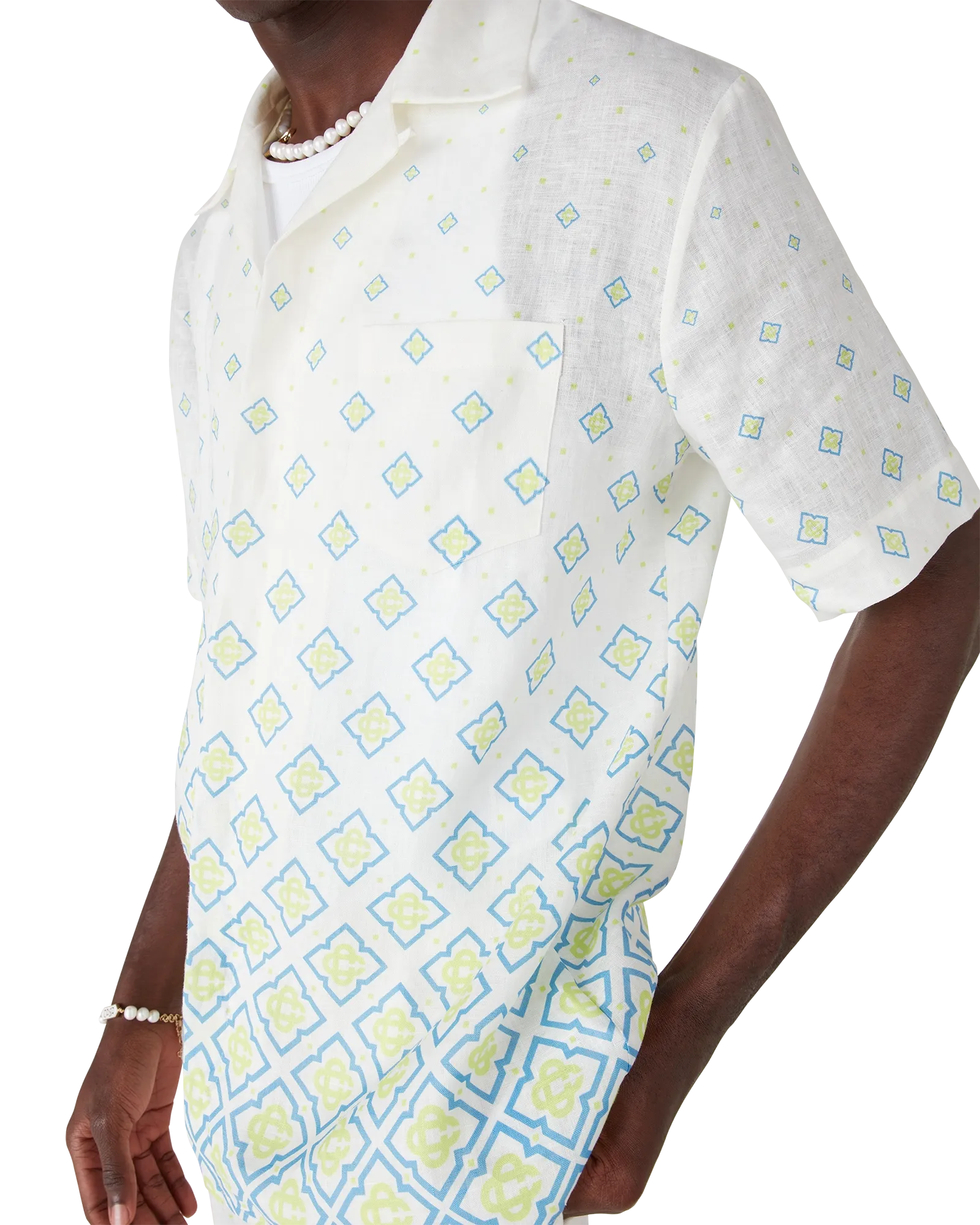 Casablanca Degrade Monogram camicia lino beige uomo