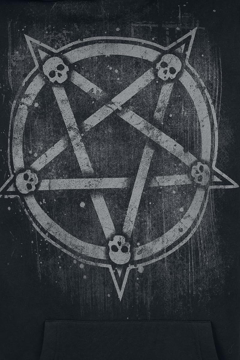 Gothicana by EMP Felpa Nera Cappuccio Stampa Pentagramma Teschi uomo