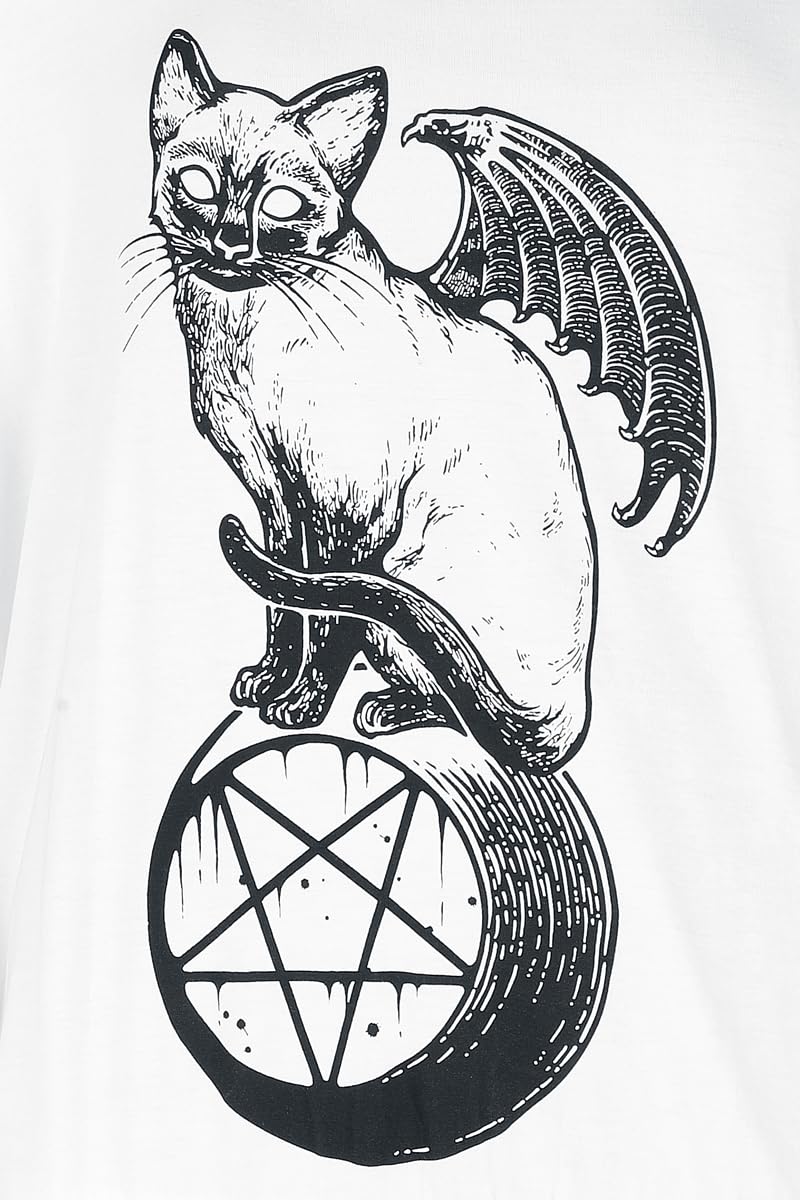 Gothicana by EMP Gatto t-shirt doppio strato bianca e nera