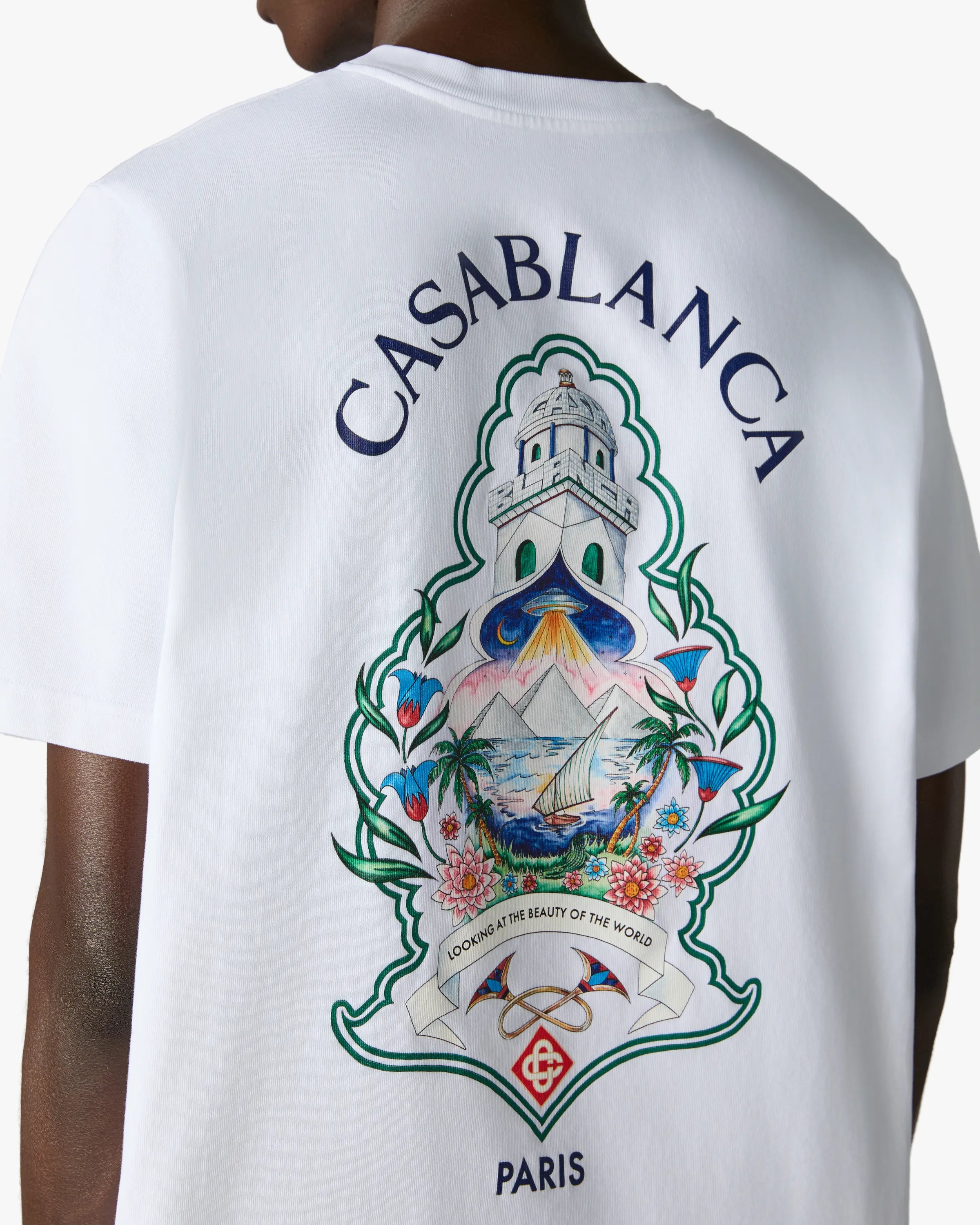 Casablanca Hotel Emblem t-shirt uomo bianca cotone