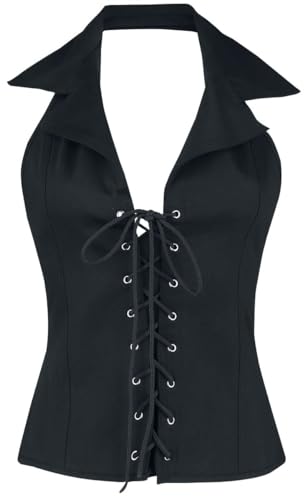 Gothicana by EMP top nero collo alto con lacci taglia XL