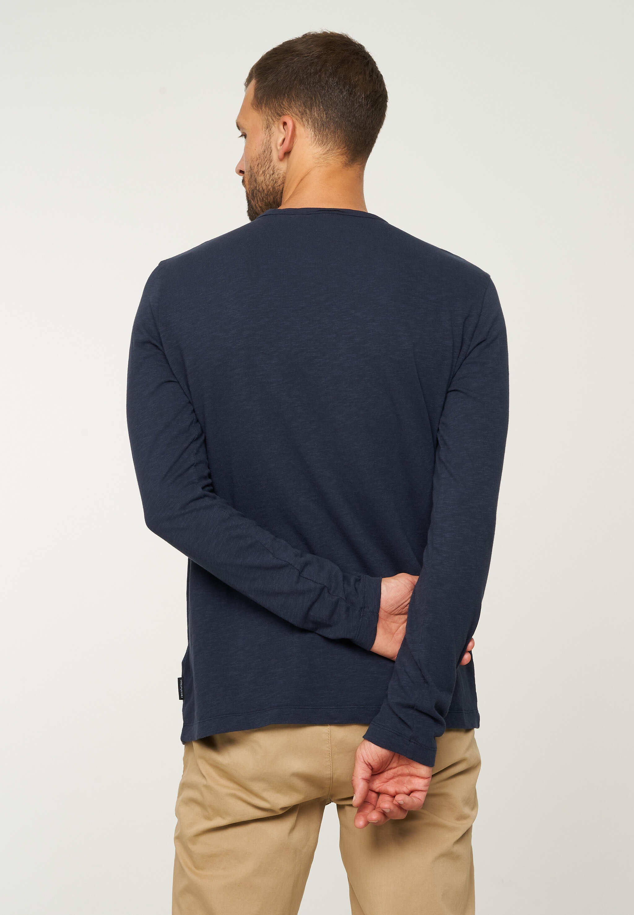 Recolution MACA maglia maniche lunghe blu navy cotone bio