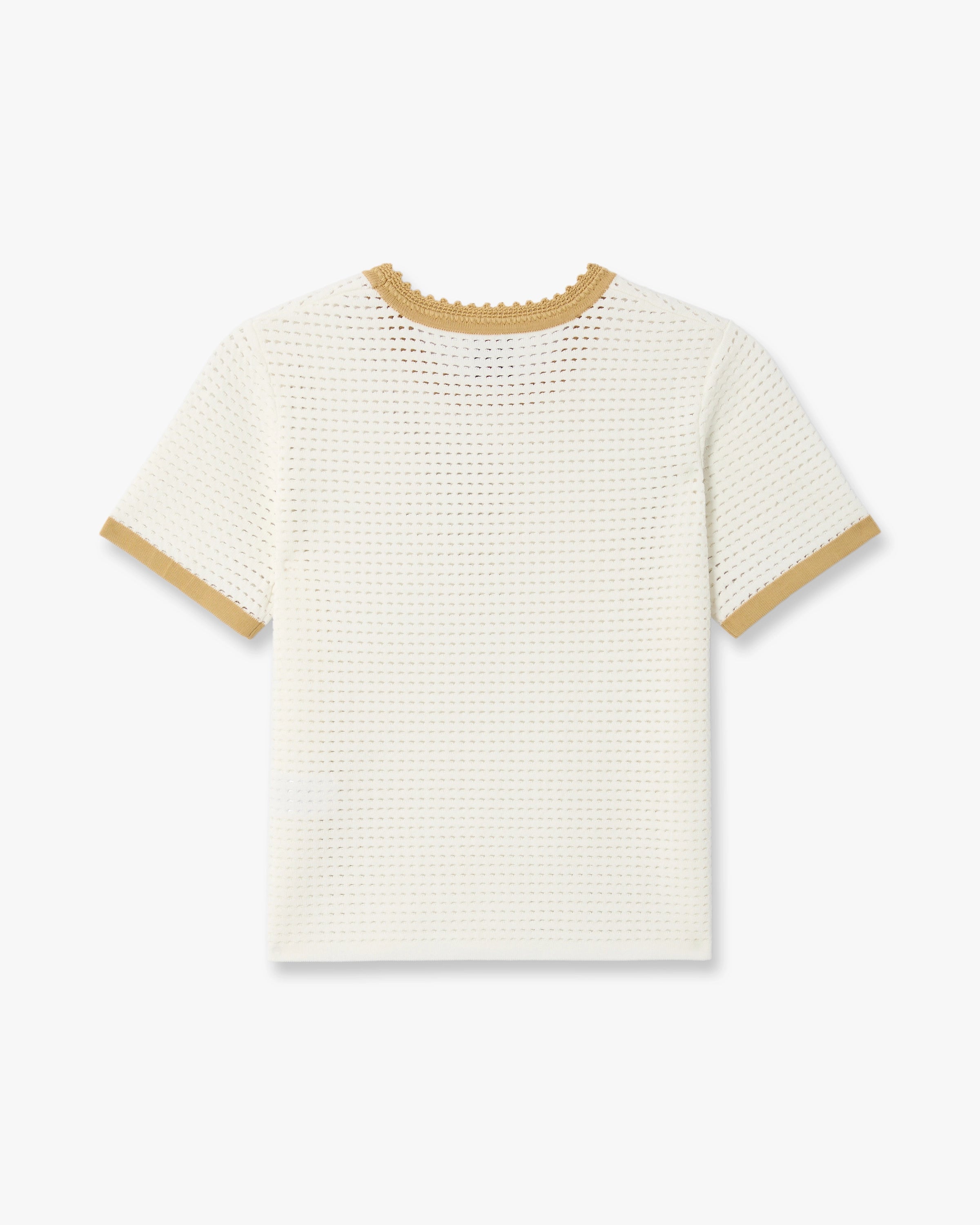 Casablanca White Lace Tuck Stitch top bianco pizzo